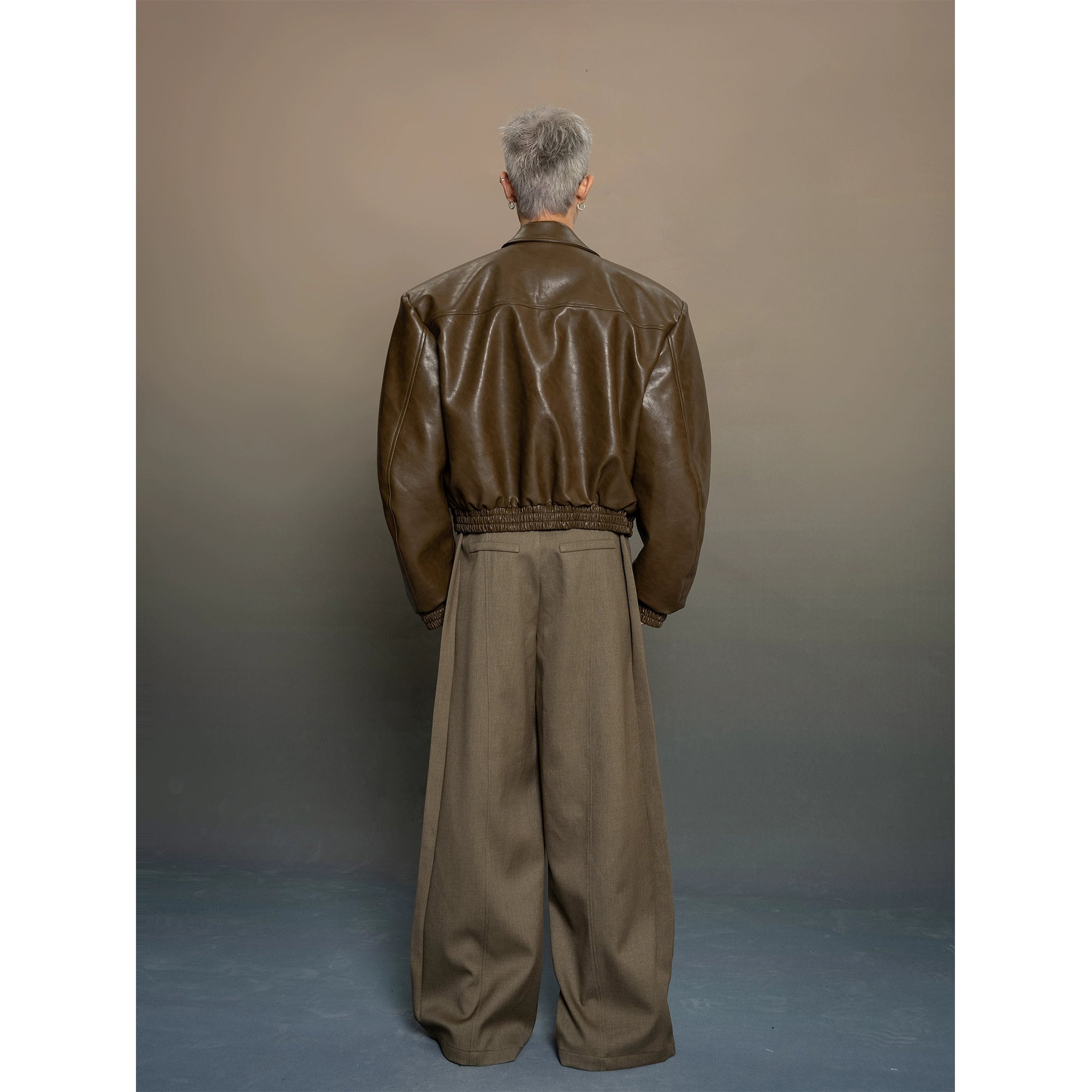 Boxy Faux Leather Cargo Pocket Jacket