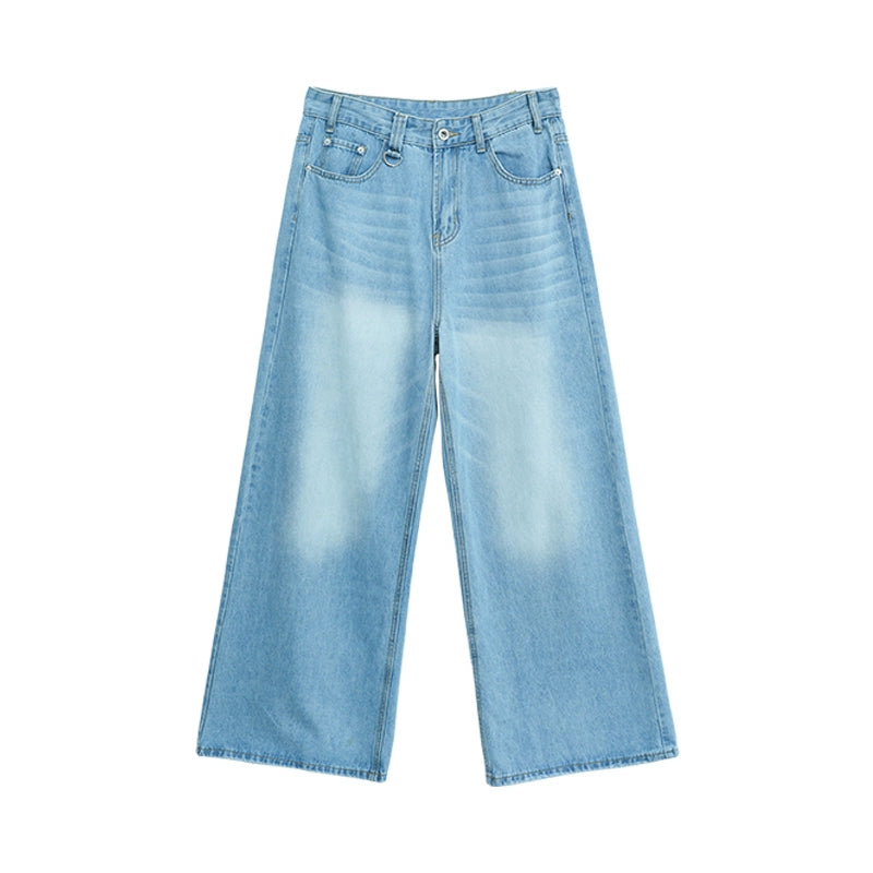 Straight-Wide-Leg Wash Jeans