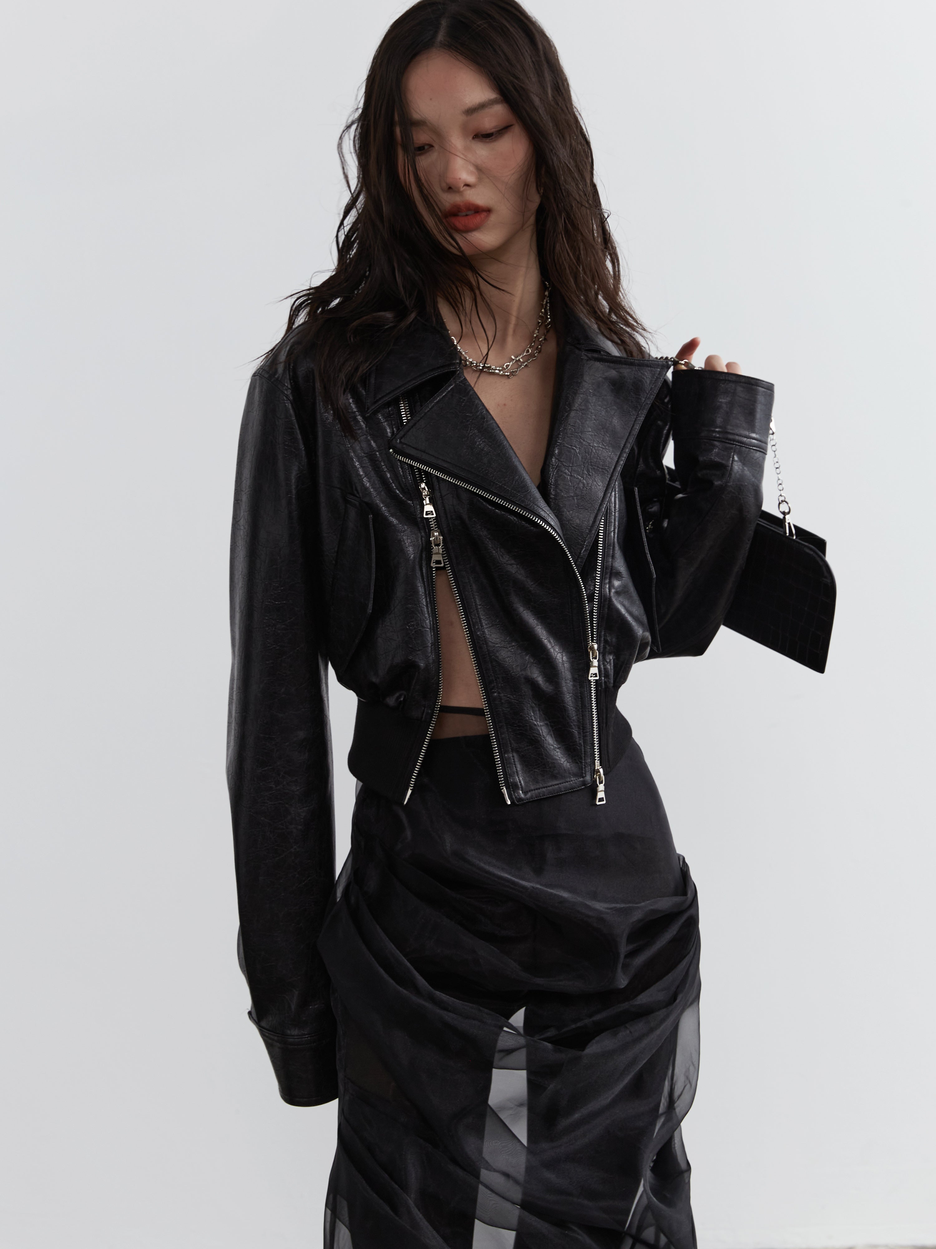 Veste de motard ultra-raccourci