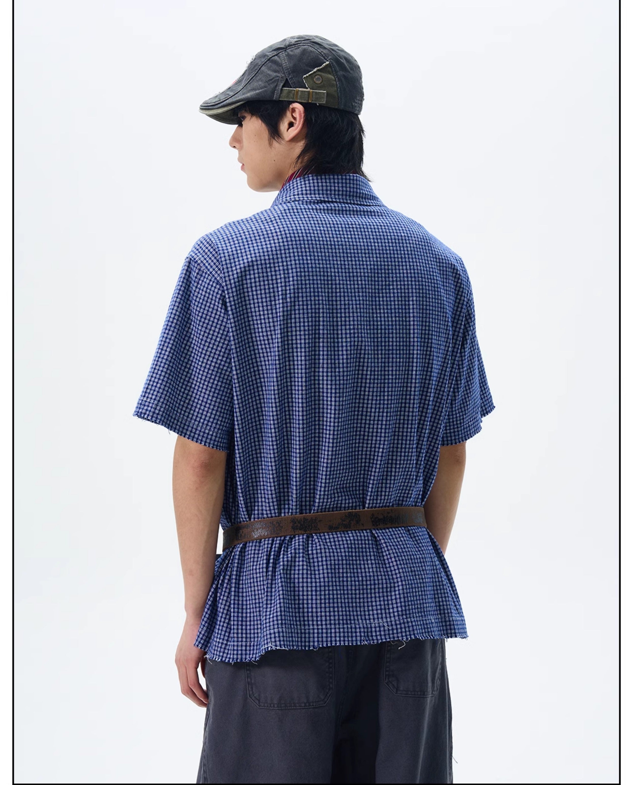 Blue Gingham Check Cotton Shirt