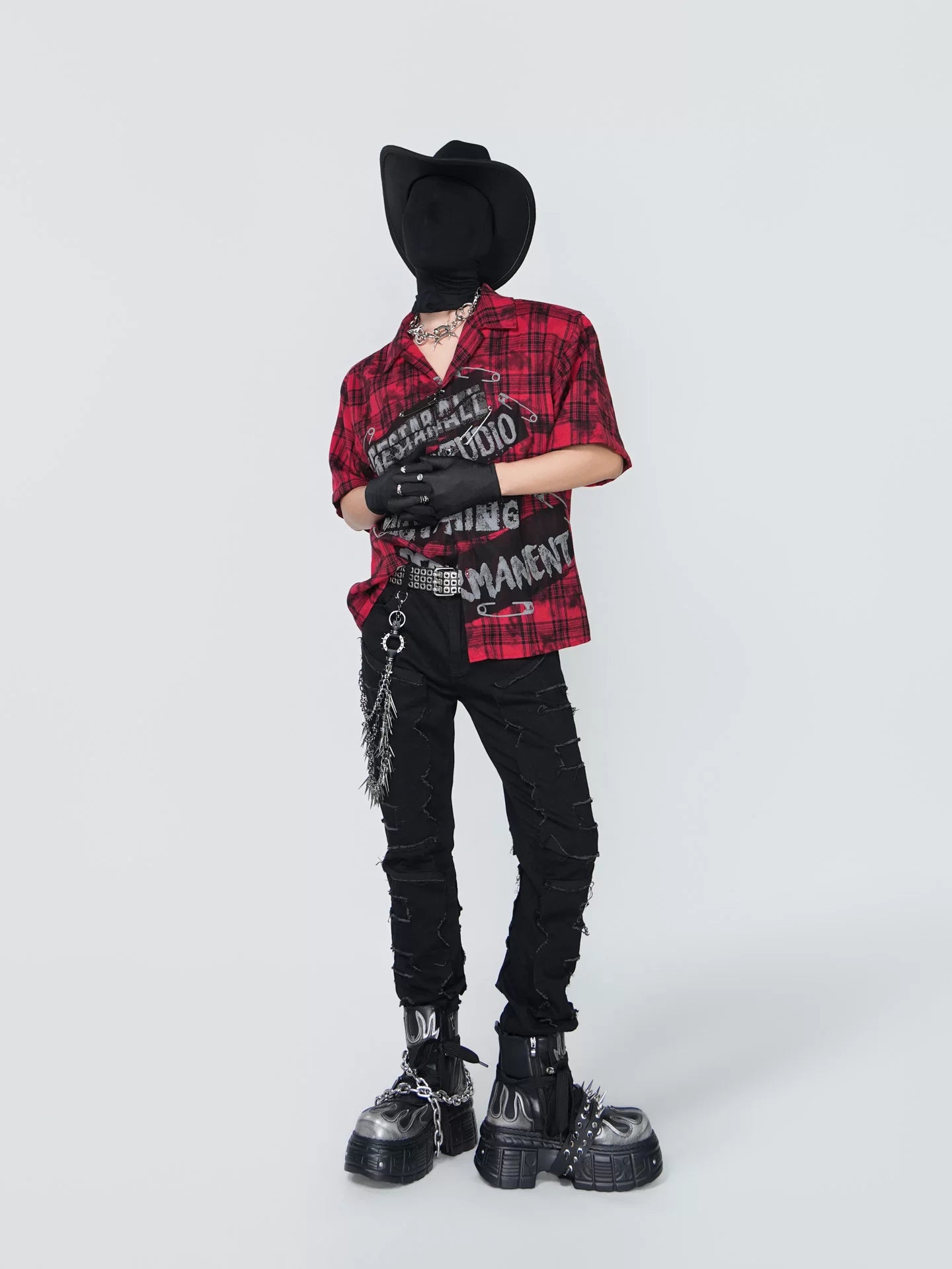 Phantom Rodeo Safety-Pin Plaid Shirt