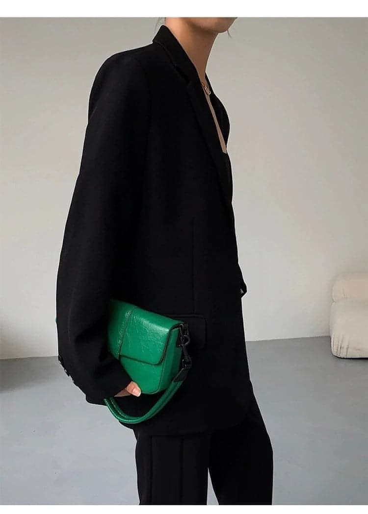 Autumn Collection - Black Loose-Fit Korean Style Blazer - chiclara