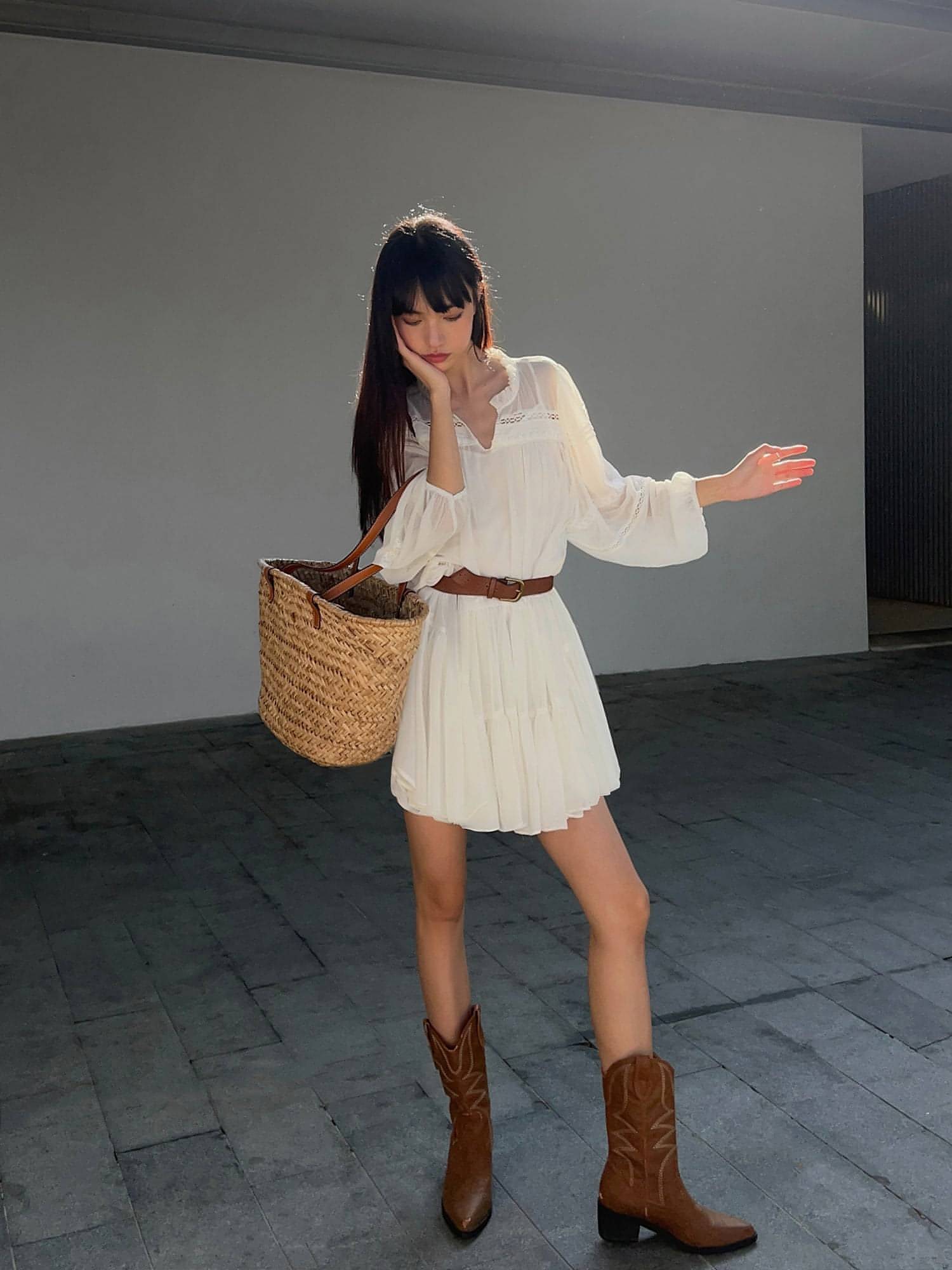 Summer French Style White Shirt Dress - chiclara
