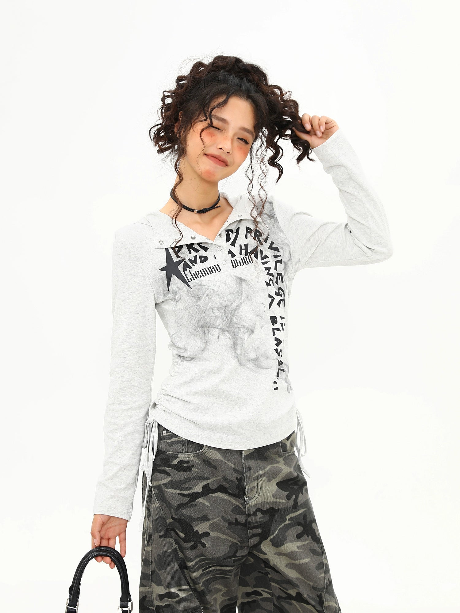 Starlit Smoke Graphic Hoodie Tee