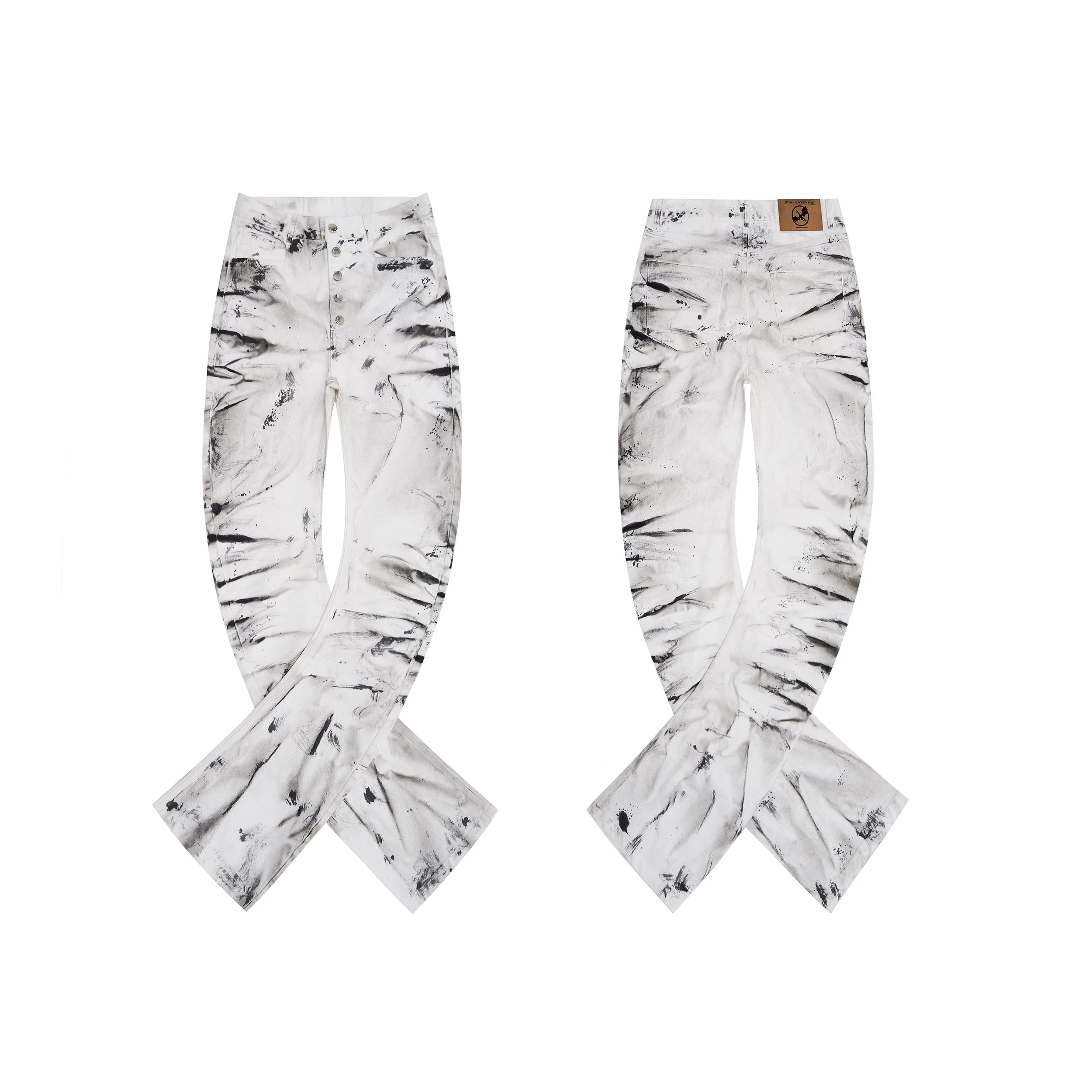 Marble Ash Ruched Stacked Jeans
