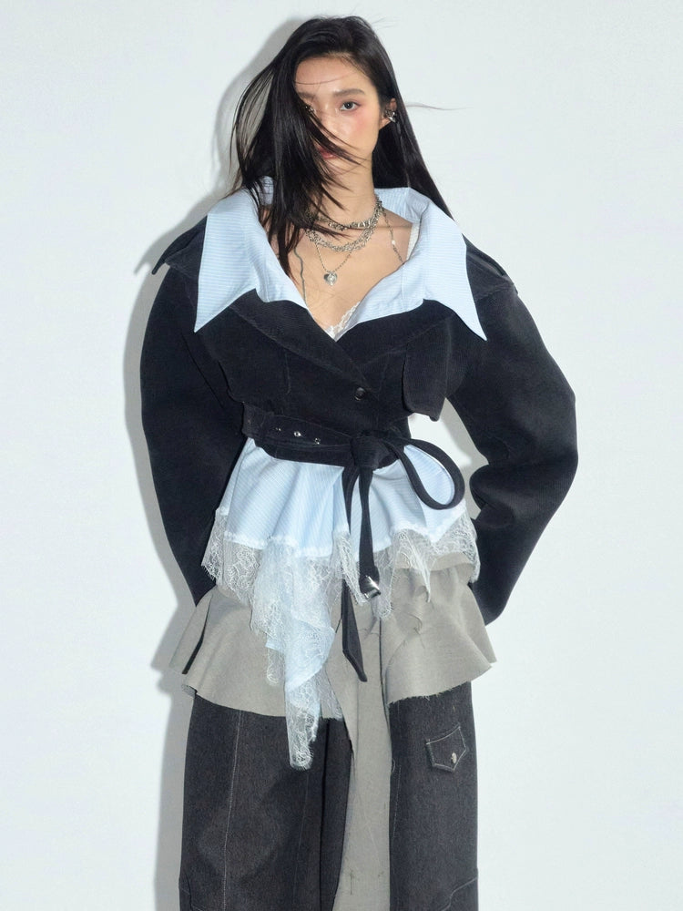 Midnight Lace Asymmetric Hybrid Blazer