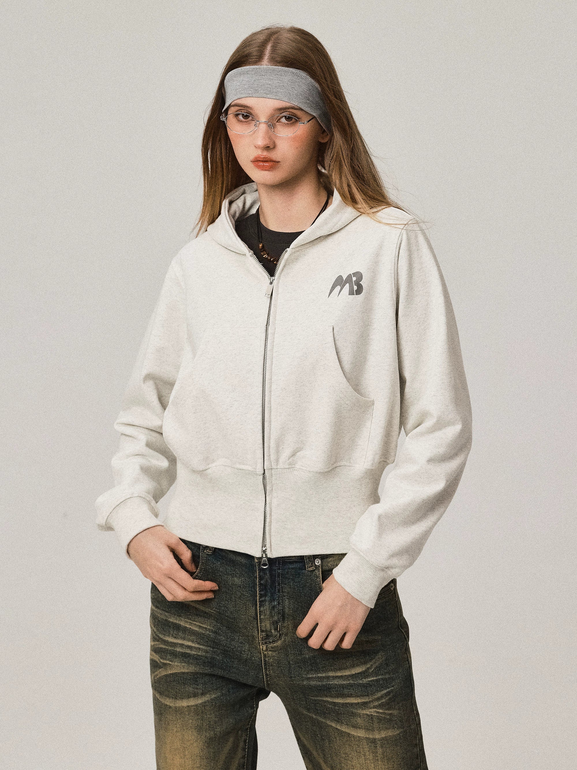 Cardigan à capuche rétro double zip