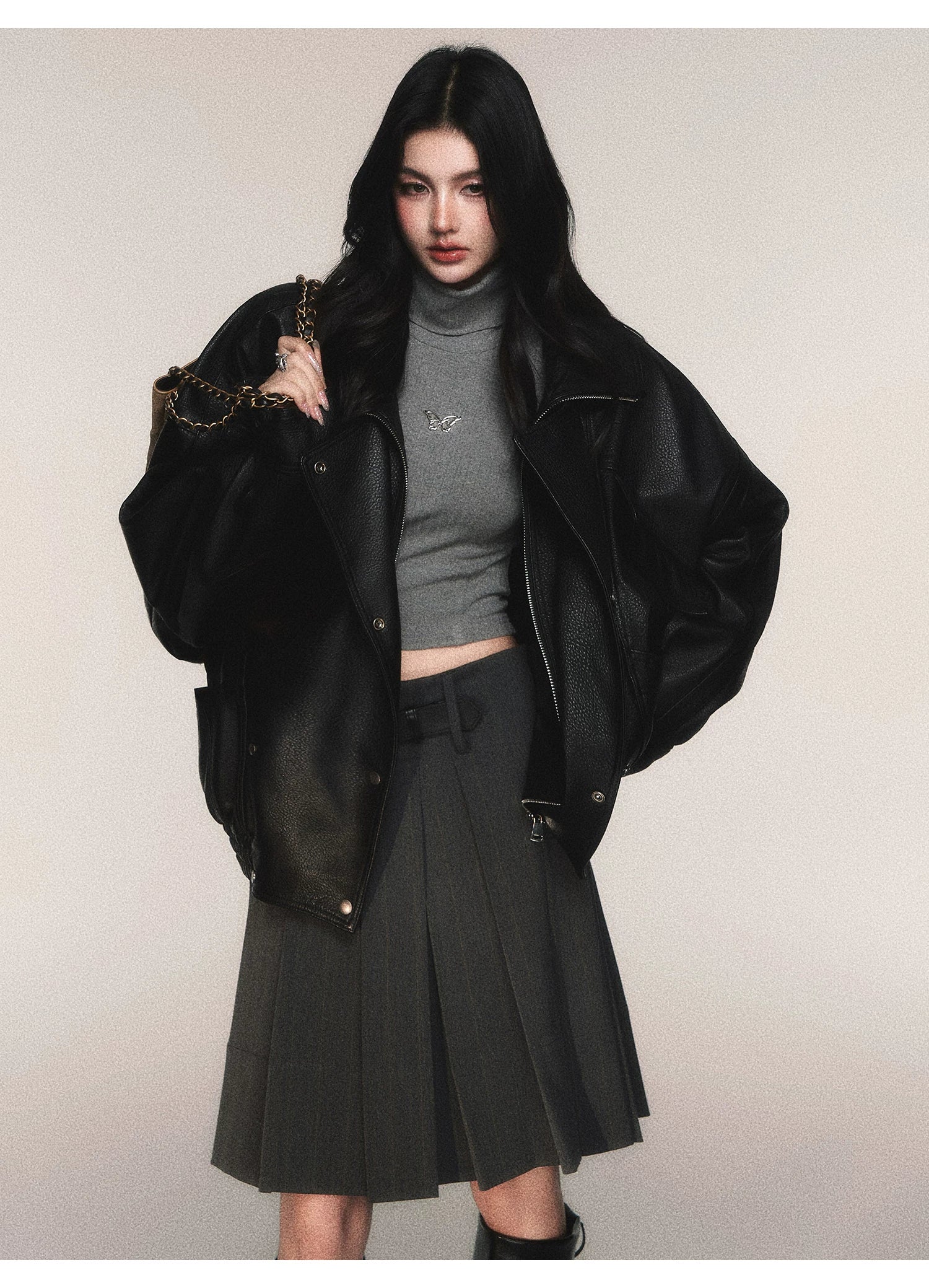 Riding Class Pleated Midi Skirt