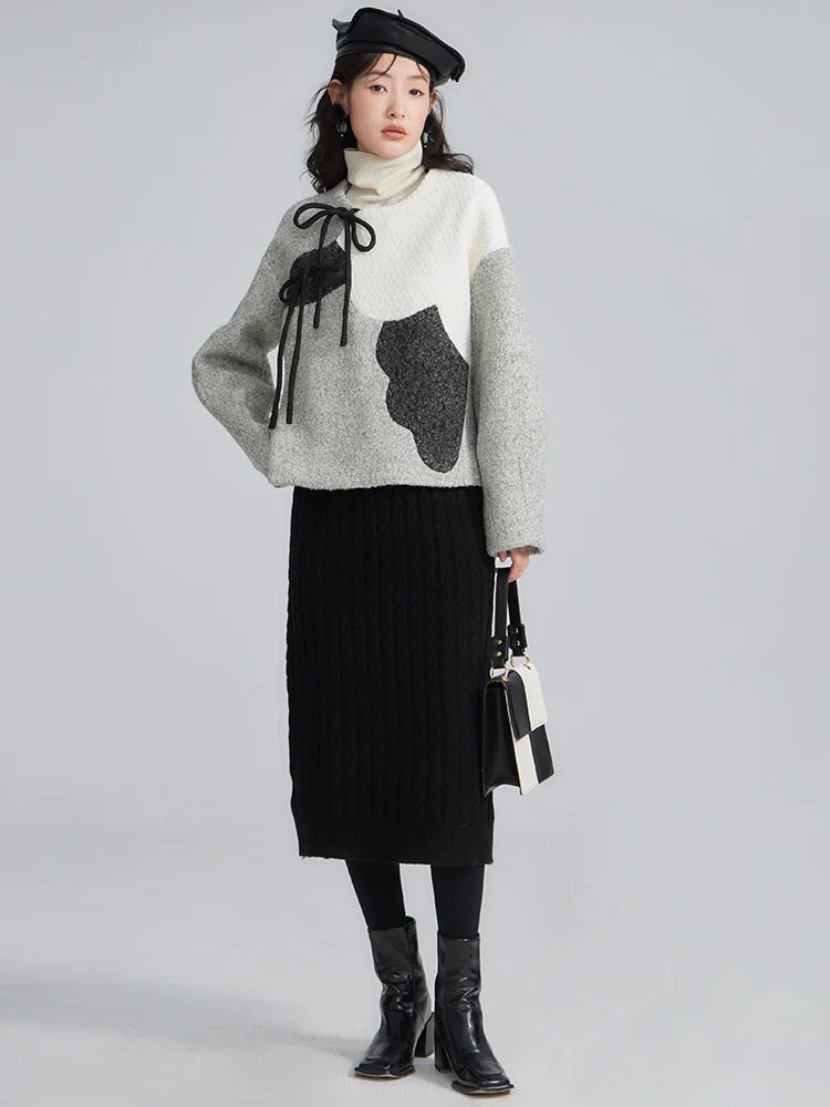 Jupe midi en tricot à nervure