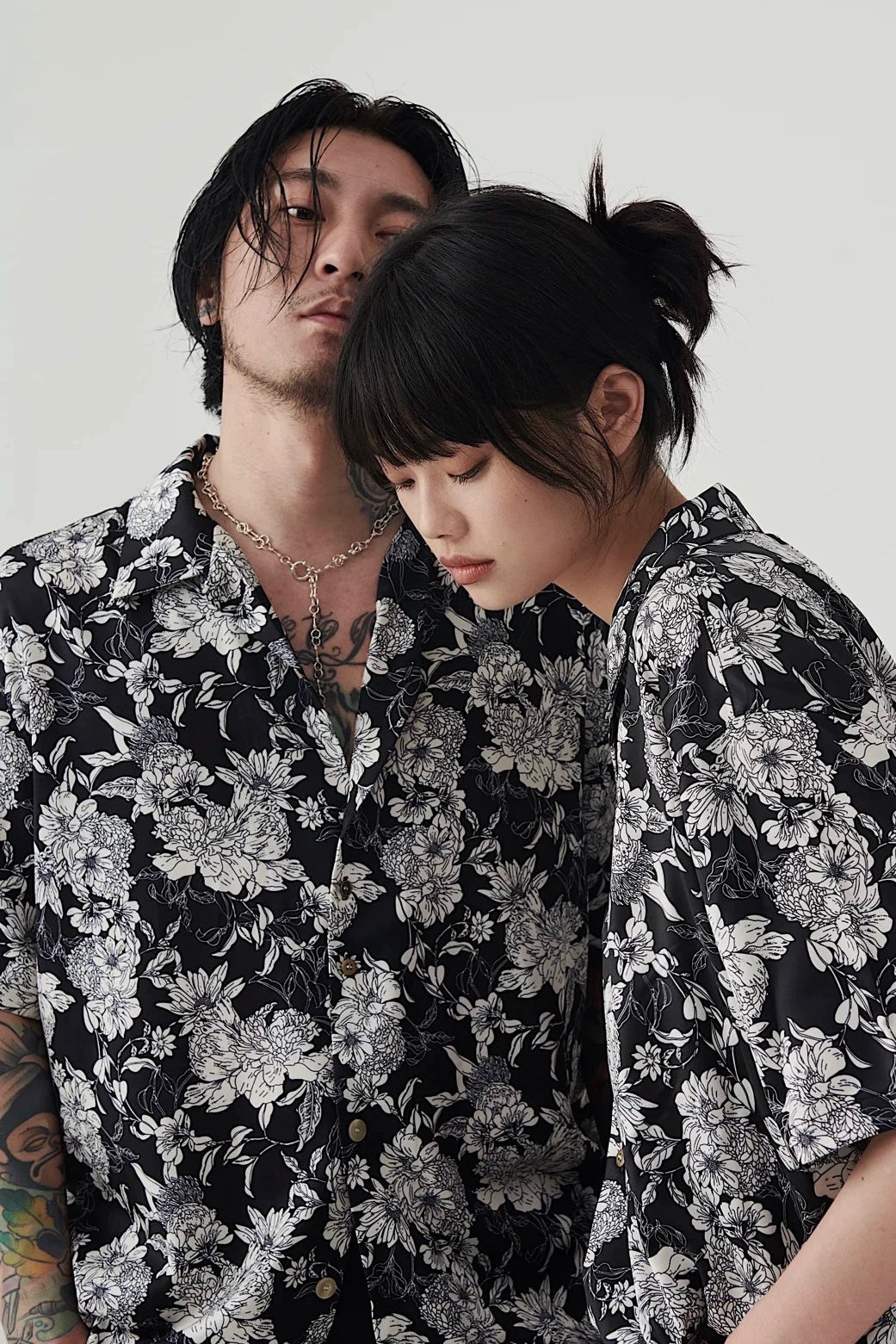 Black Floral Print Hawaiian Summer Shirt