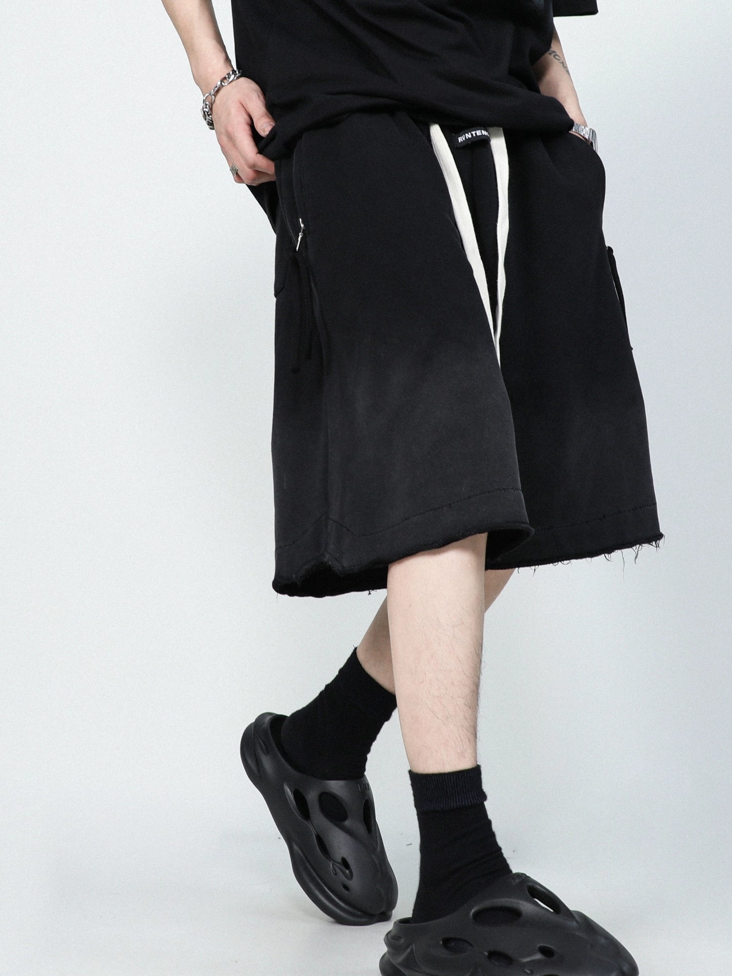 Raw Edge Fade Sweat Shorts