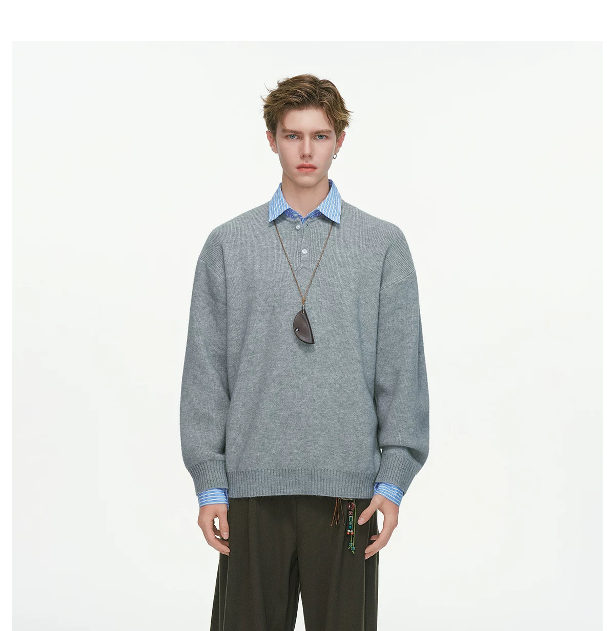 Oxford Layer Knit Polo Sweater