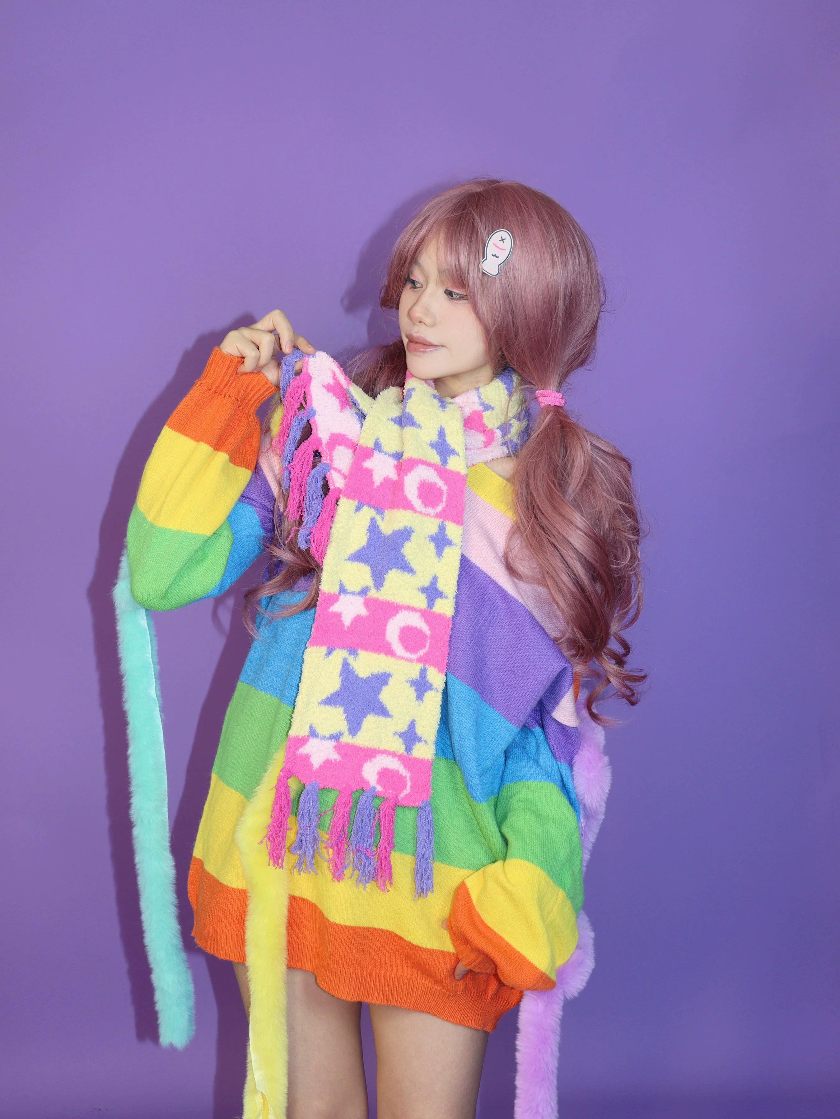 Fluffy Rainbow Stripe Sweater