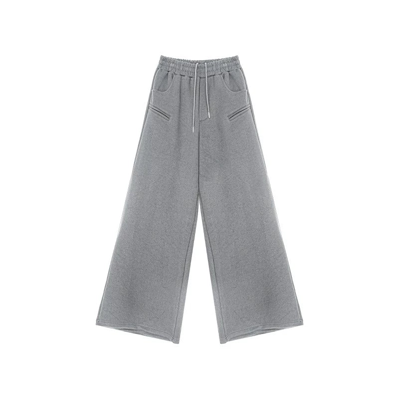 Shoulder-Padded Hoodie Jacket with Straight-Leg Pants Two-Piece Set