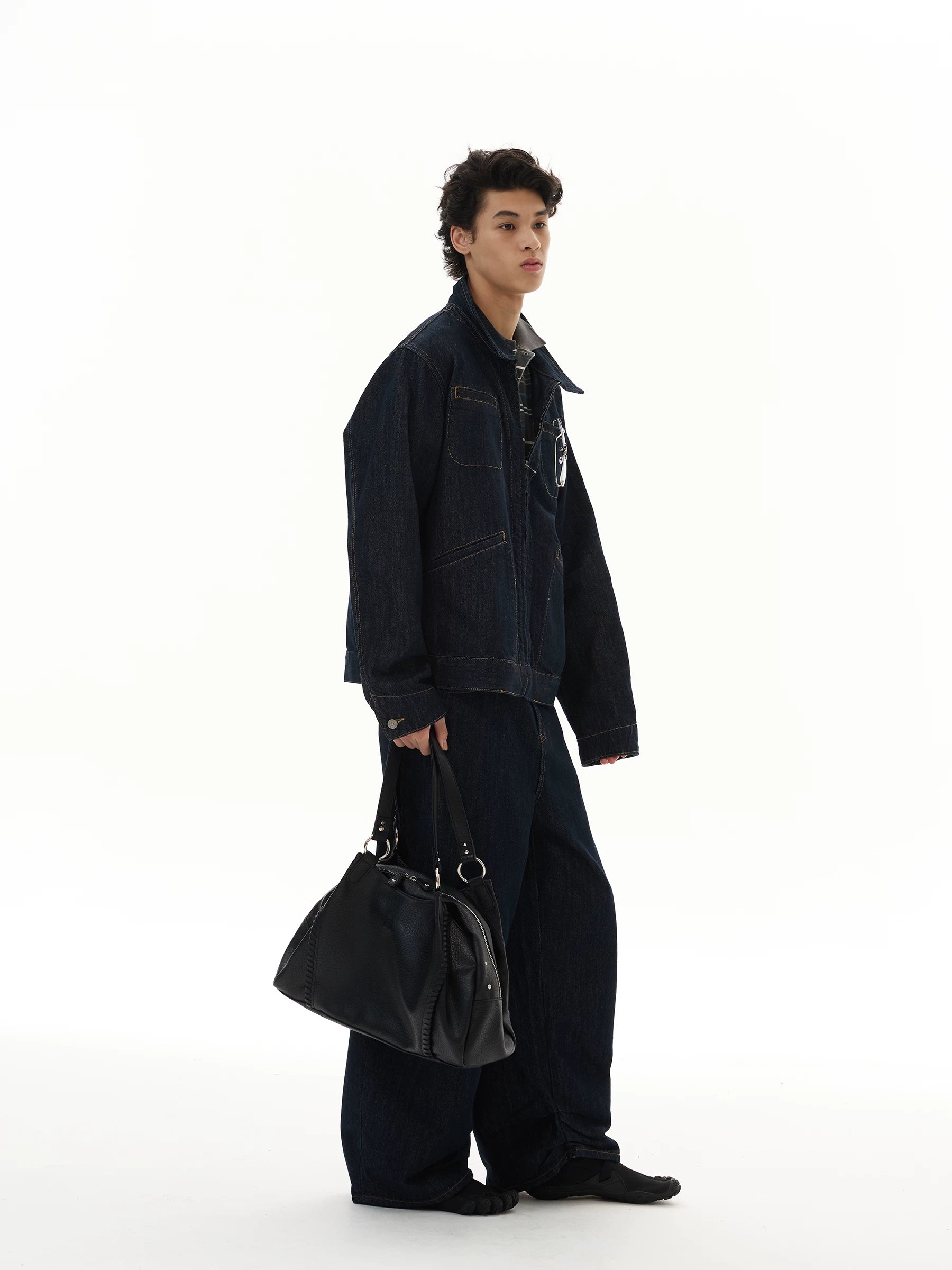 Midnight Track Zip Denim Jacket