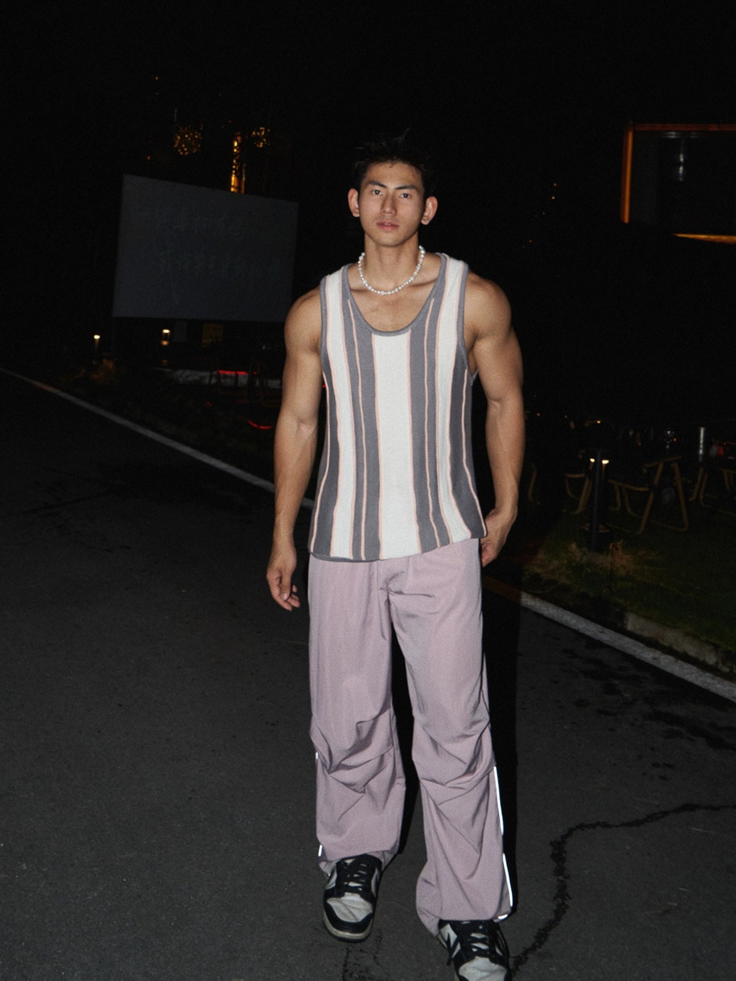 Vertical Striped Knit Tank Top