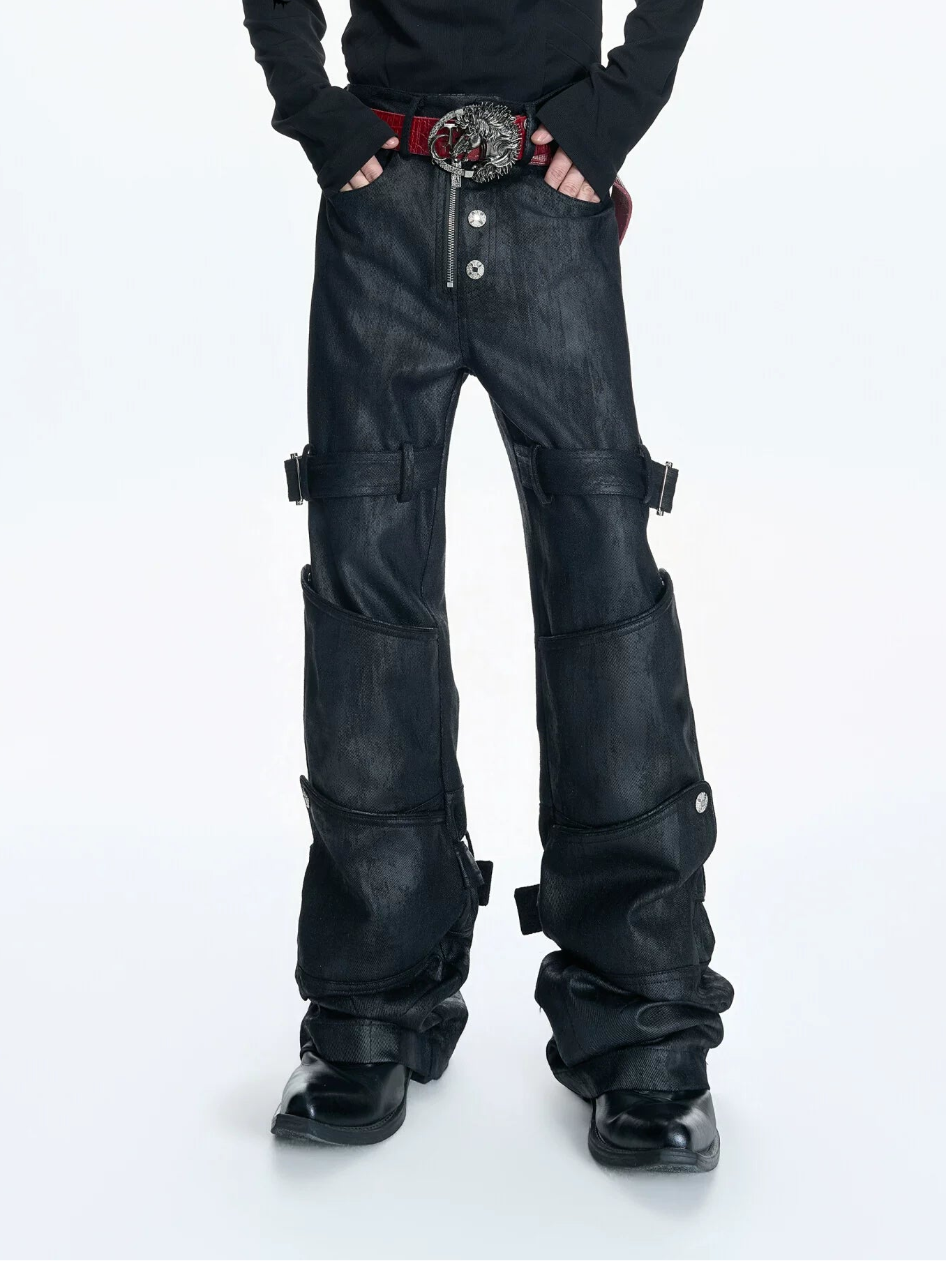 Cerberus Gaiter Strap Flare Jeans
