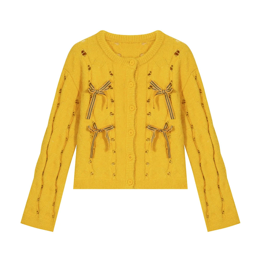Bow Detail Knit Cardigan