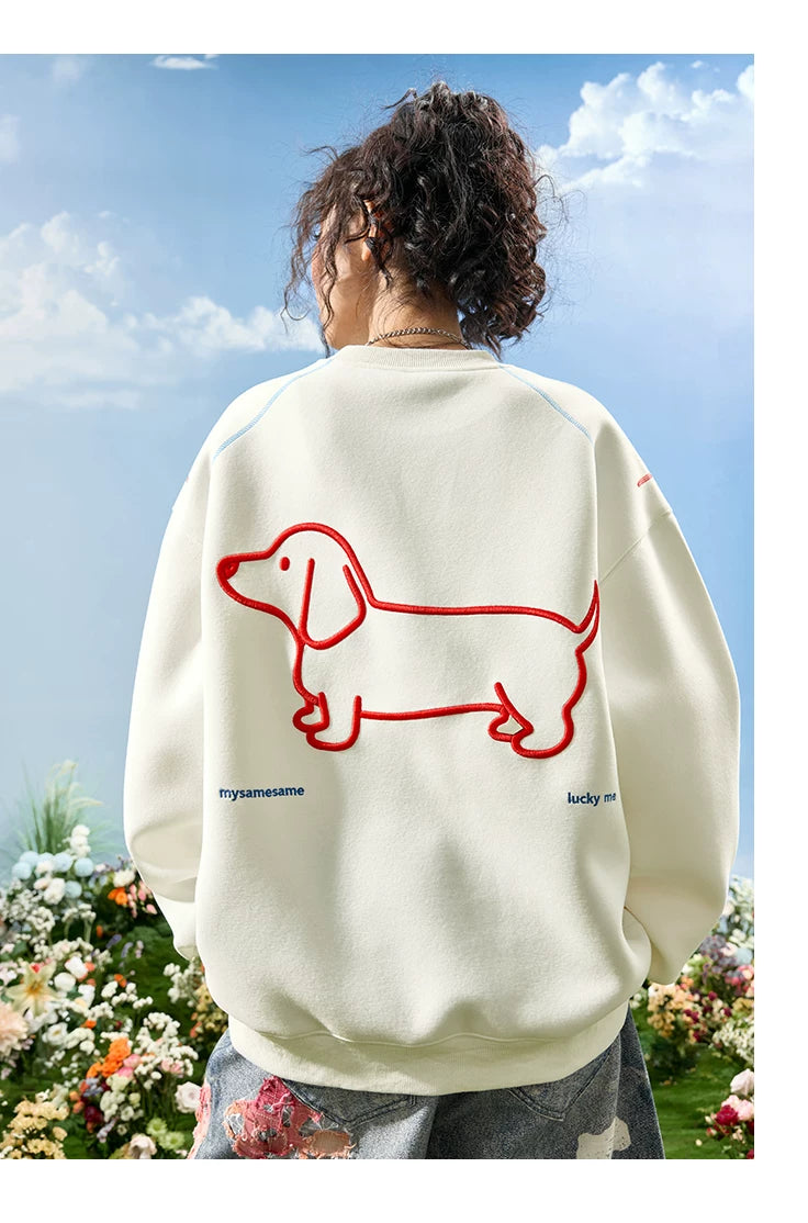 Dachshund Embroidered Oversized Crewneck Sweatshirt