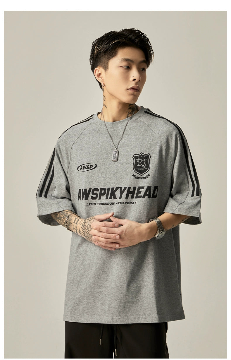 Oversized Grey Athletic Logo T-Shirt