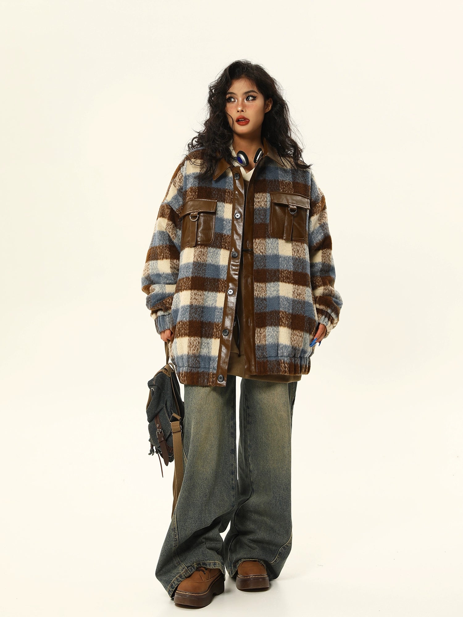 Monochrome Plaid Oversized Shacket