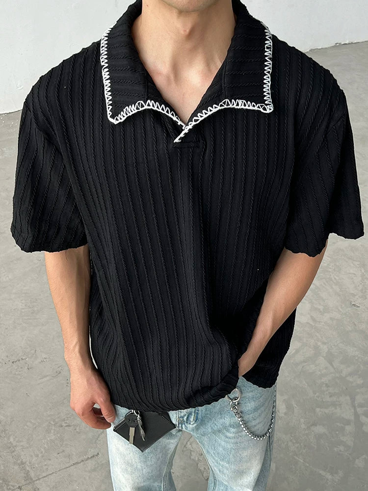 Edge Textured Knit Polo