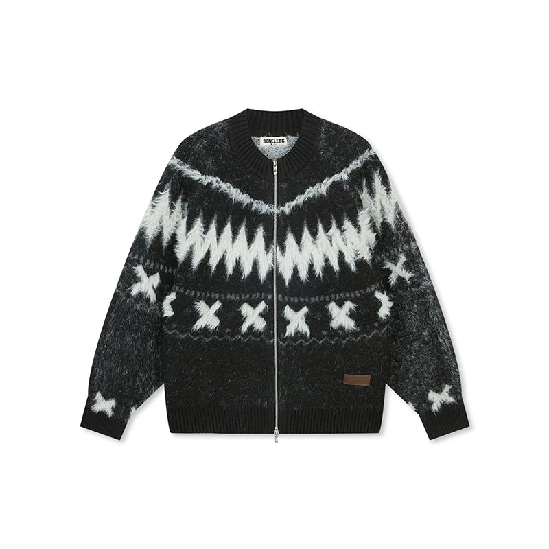 Nordic Frost Zip Knit Cardigan