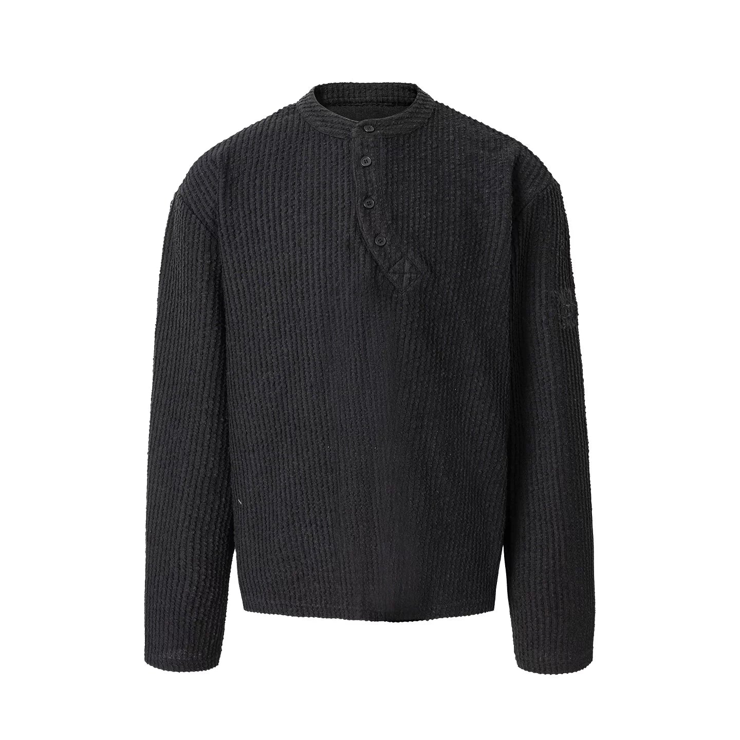 Textured Henley Long Sleeve Knit Shirt