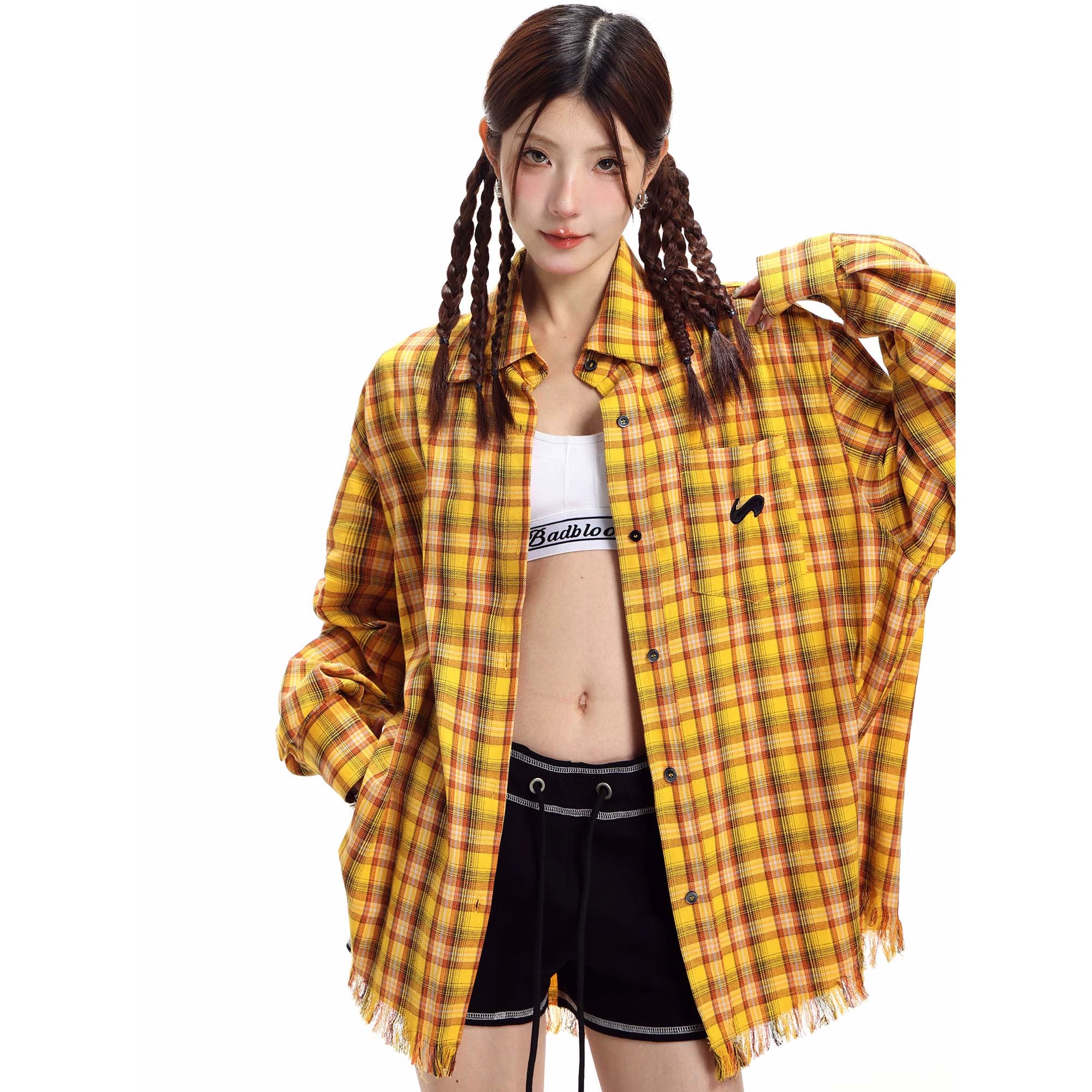 Retro Plaid Langarm-Hemd