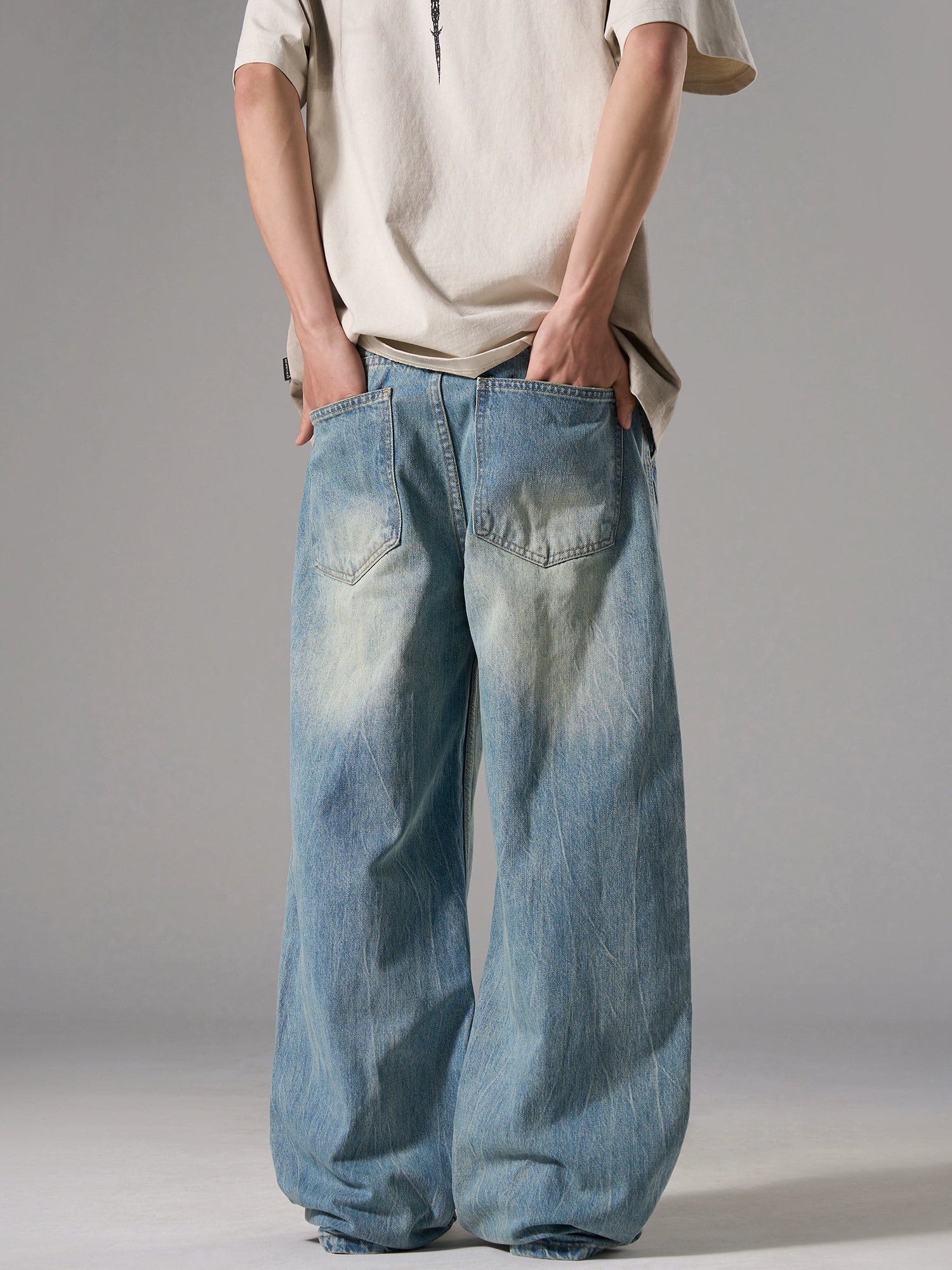 Drifted Sky Shredded Wide Jeans