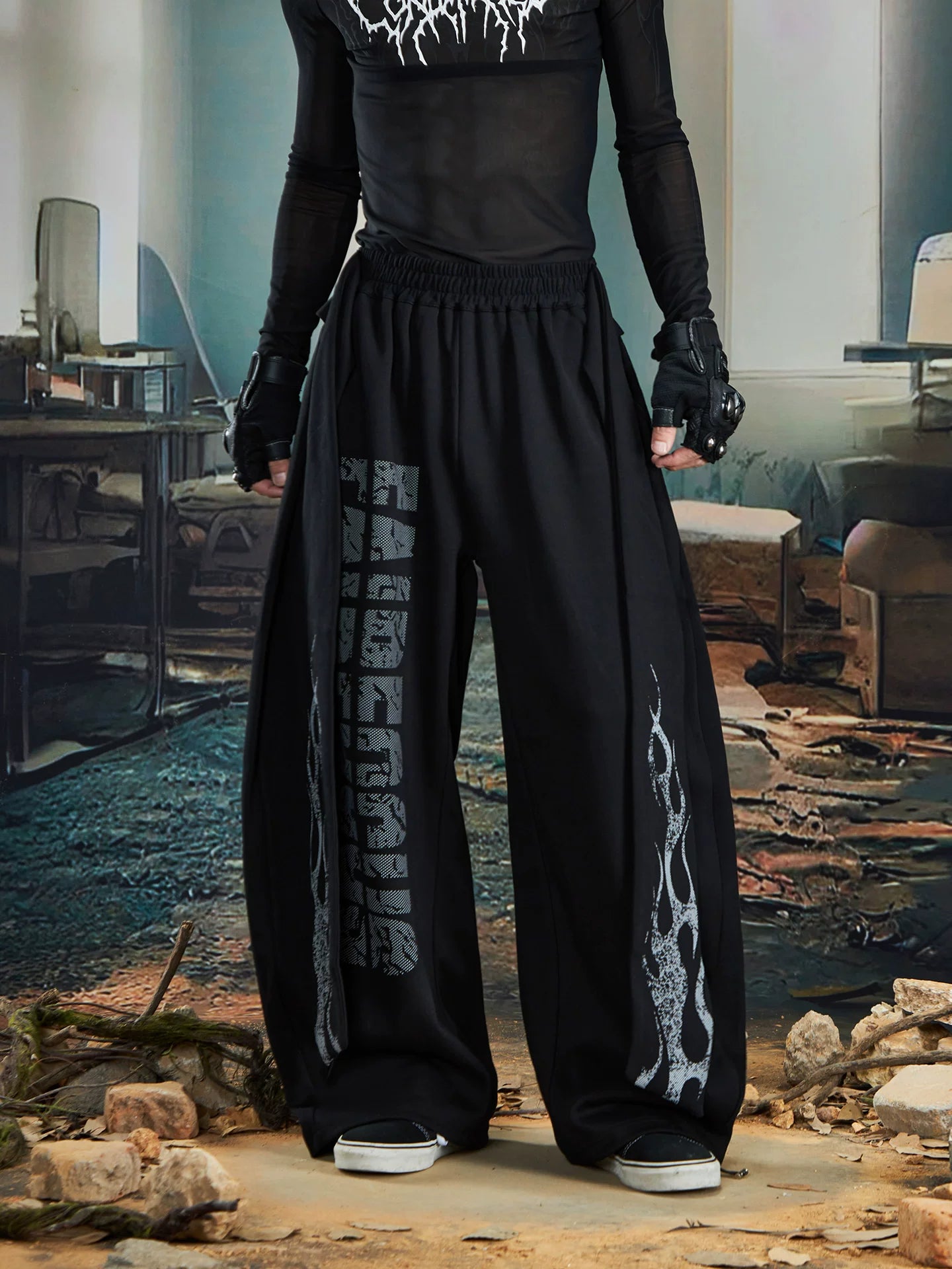 Inferno Sash Wide-Leg Fleece Pants