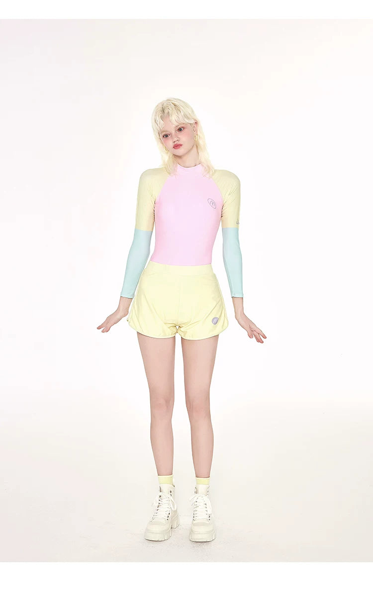 Pastel Dream Ripple Rashguard One‑Piece