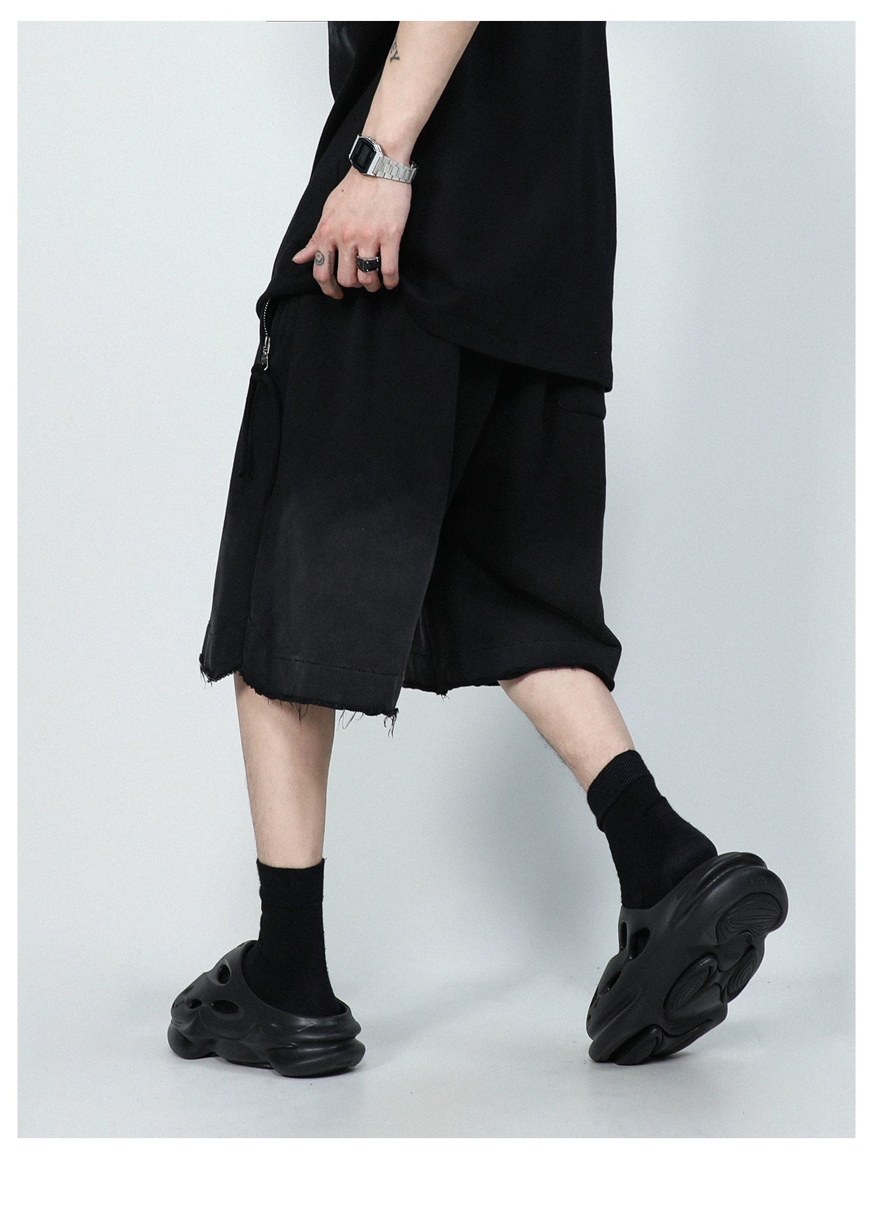 Raw Edge Fade Sweat Shorts