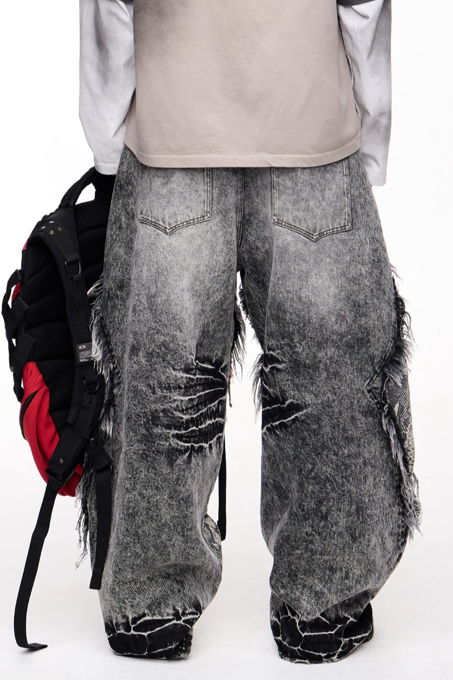 Men's Raw-Edged Wide-Leg Trousers