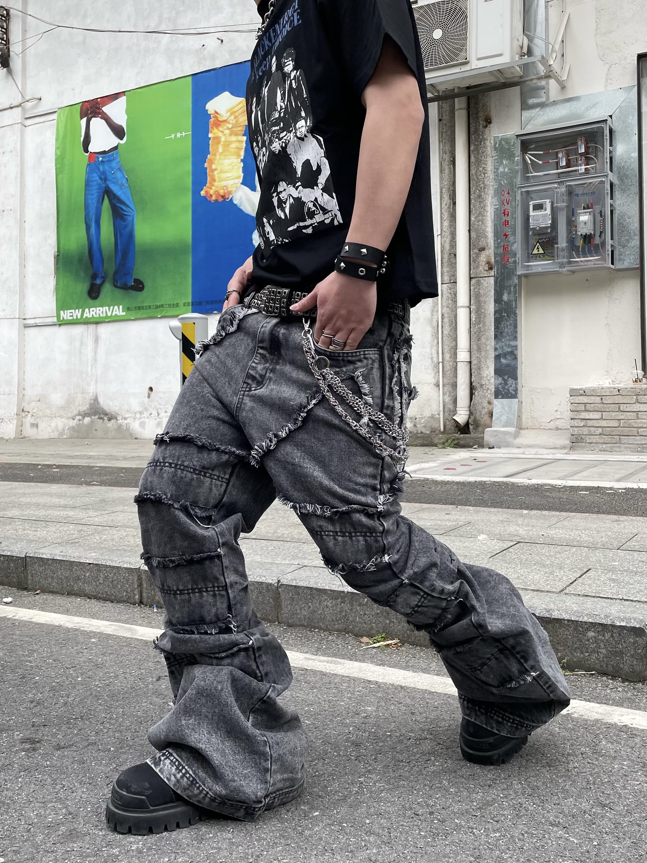 Ripped Grunge Stacked Jeans