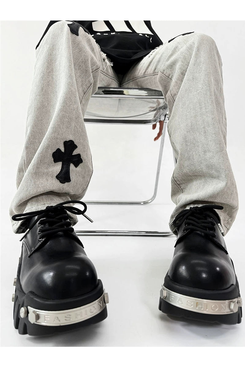 Futuristic Black 8cm Platform Oxfords