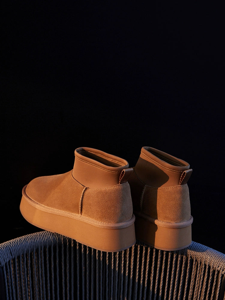 Suede Slip-On Ankle Boots With A Thick Sole