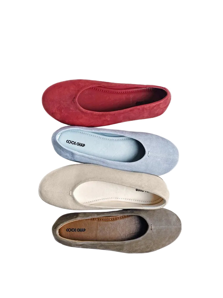 Minimal Suede Round Toe Ballet Flats