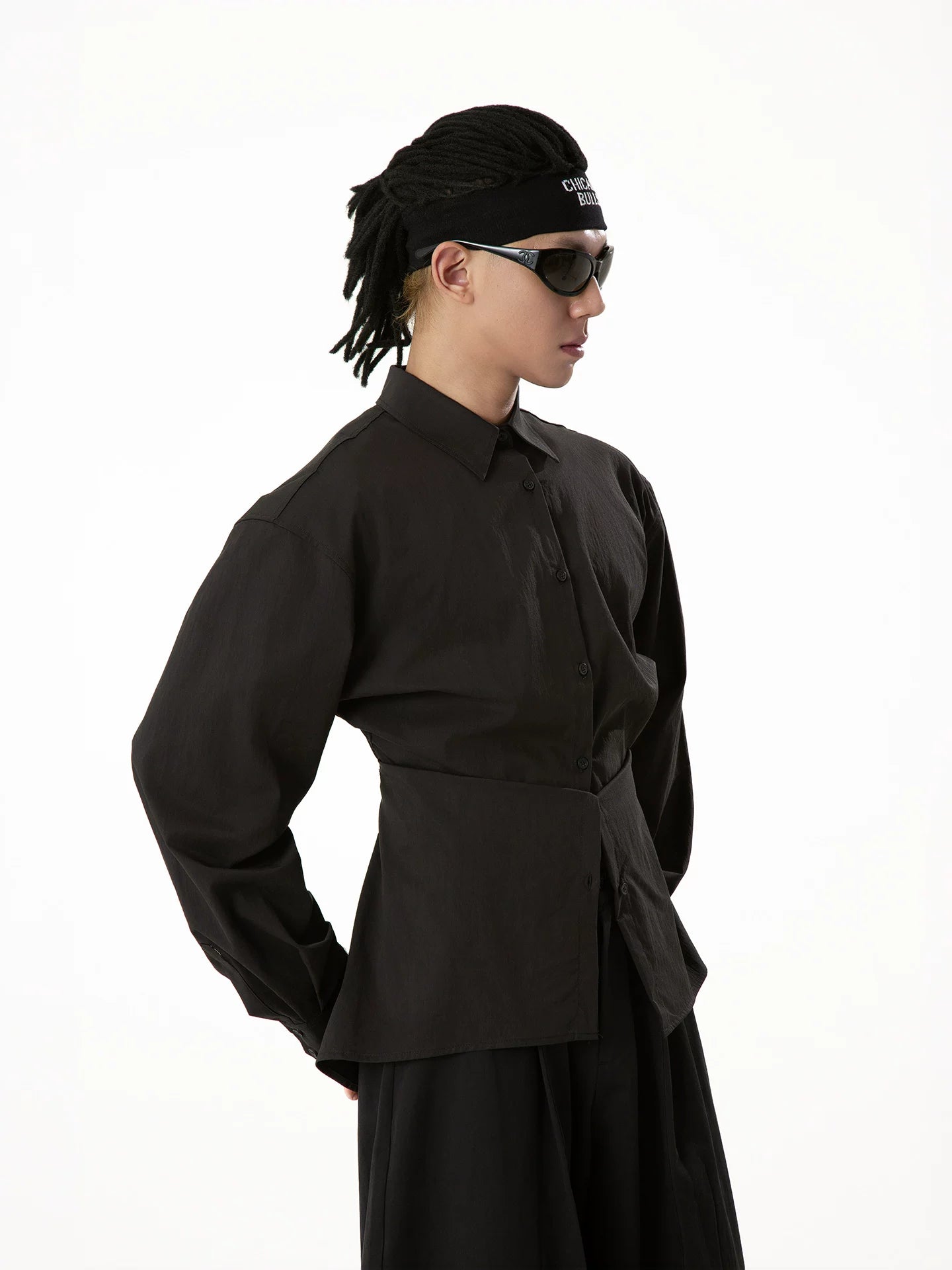Crosswrap Sculpted Waist Poplin Shirt