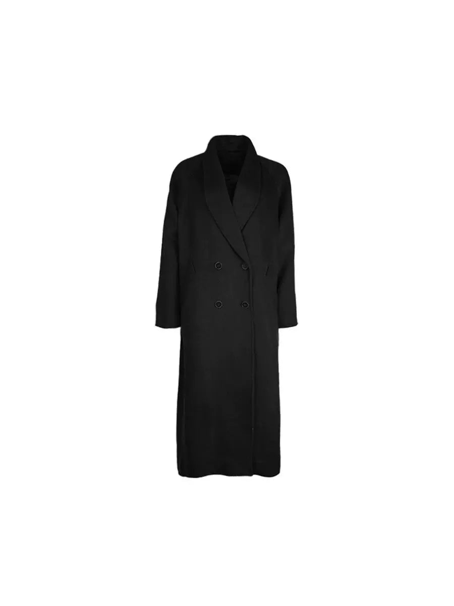 Double-Breasted Long Wool Coat
