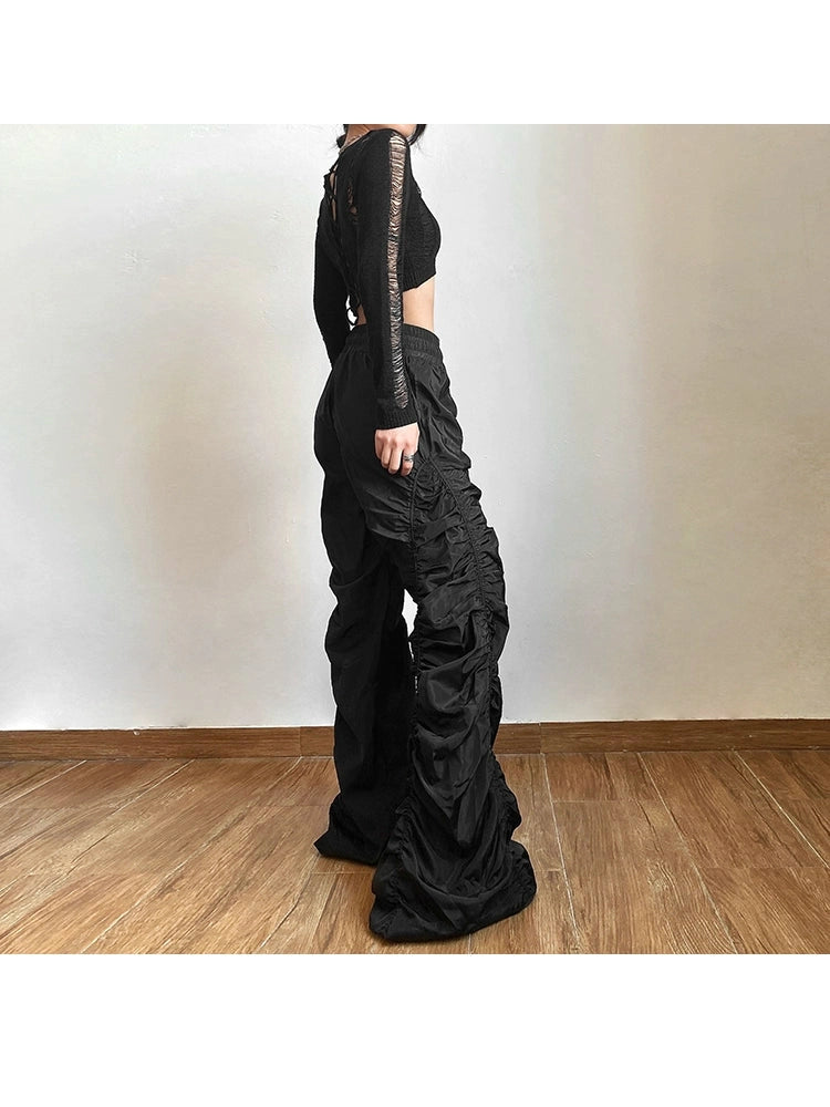 High-Waist Pleated Wide-Leg Pants - chiclara