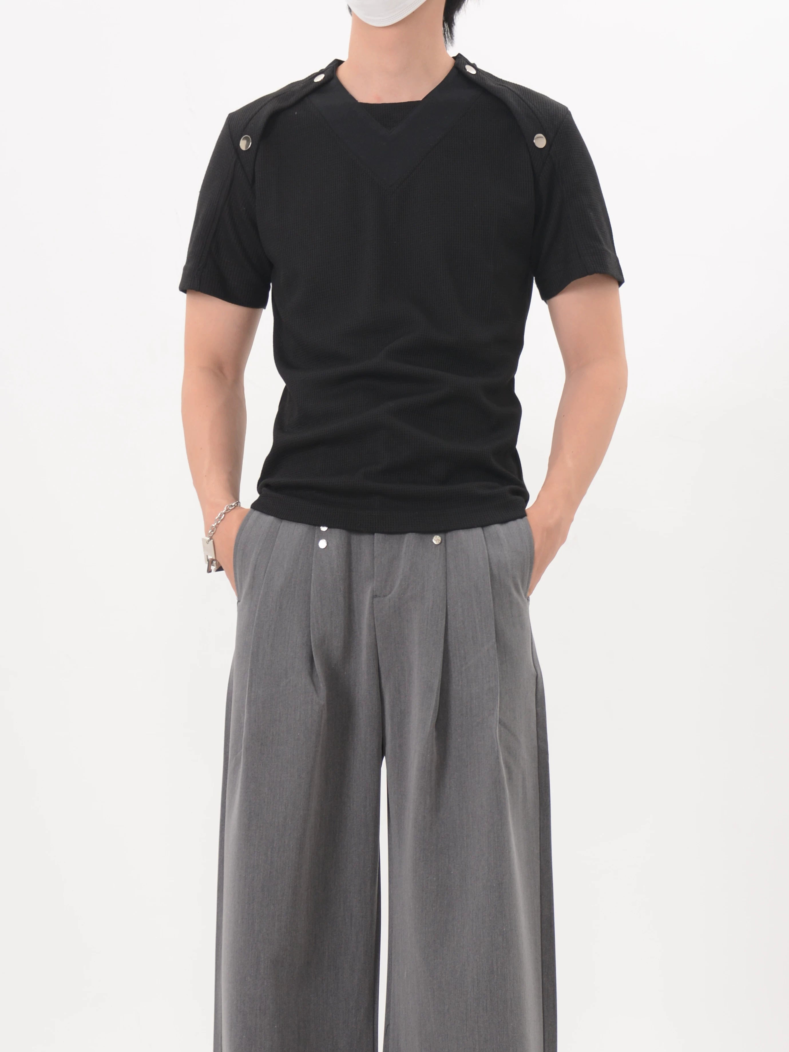 Shoulder Snap Knit Tee