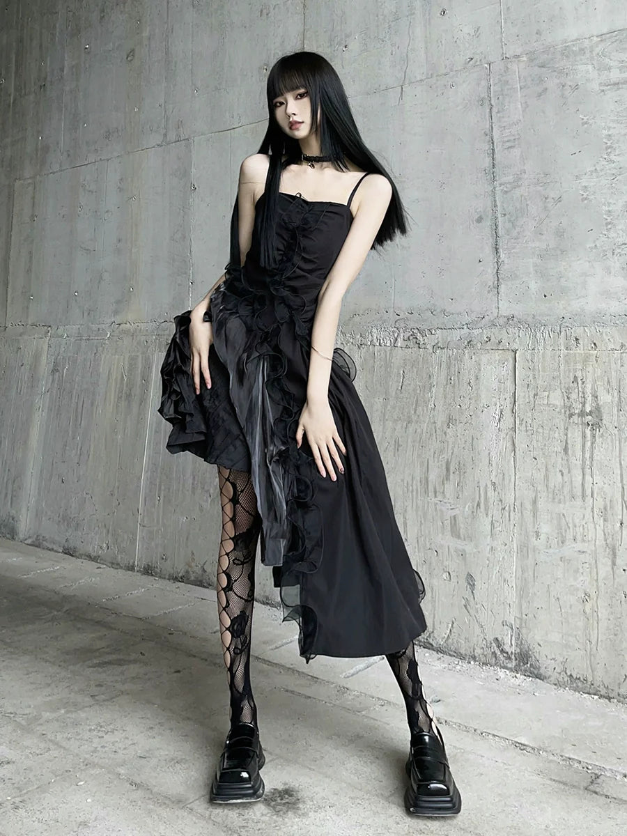 Dark Ruffle Party Dress