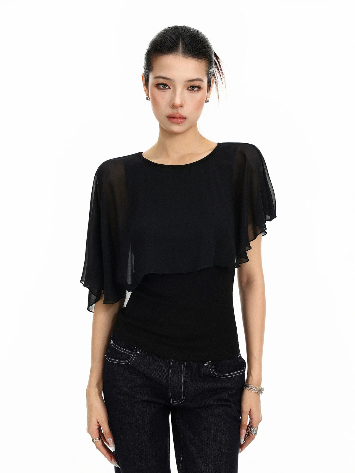 Celeste Sheer Cape Overlay Top