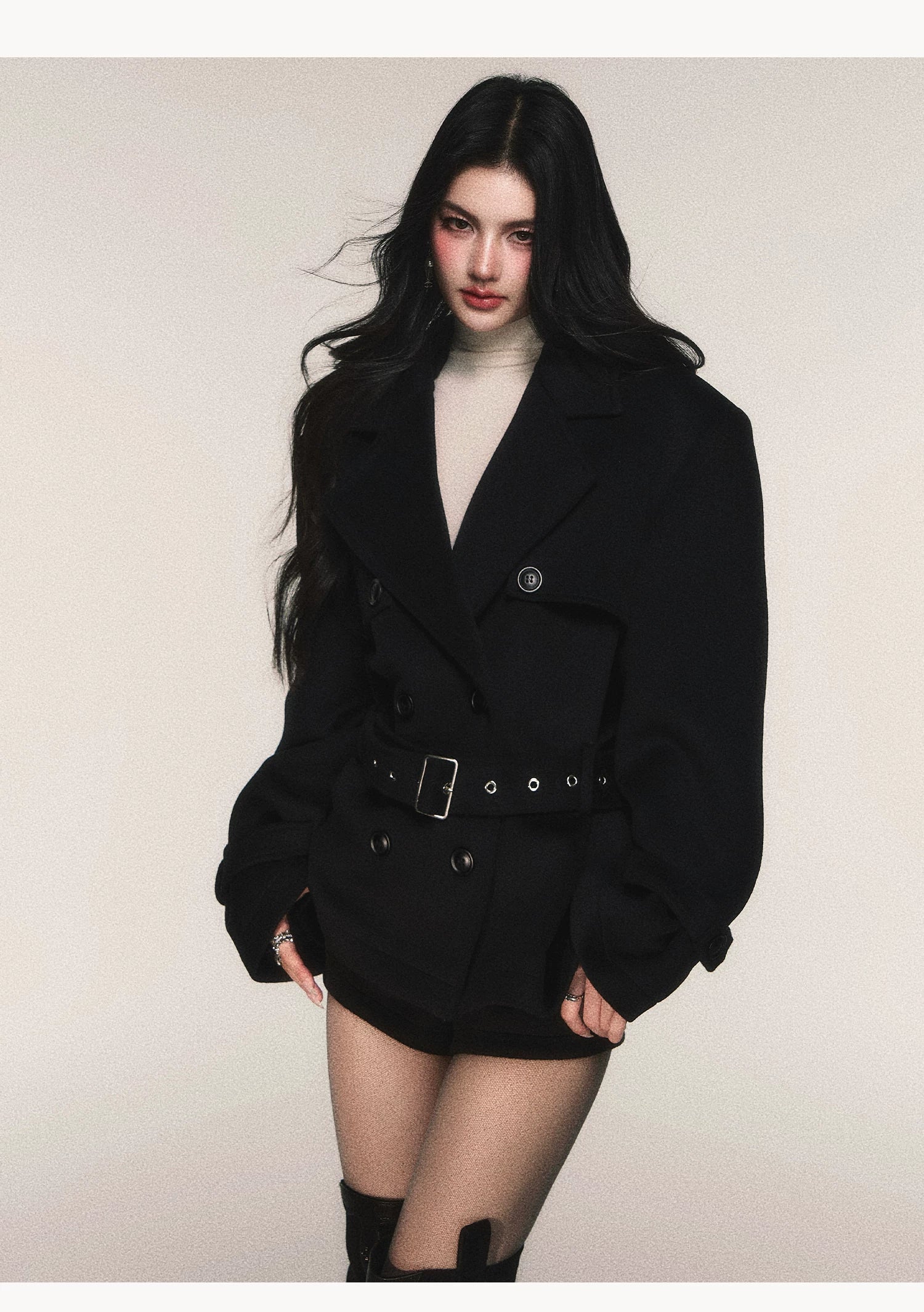 Ember Brigade Belted Peacoat