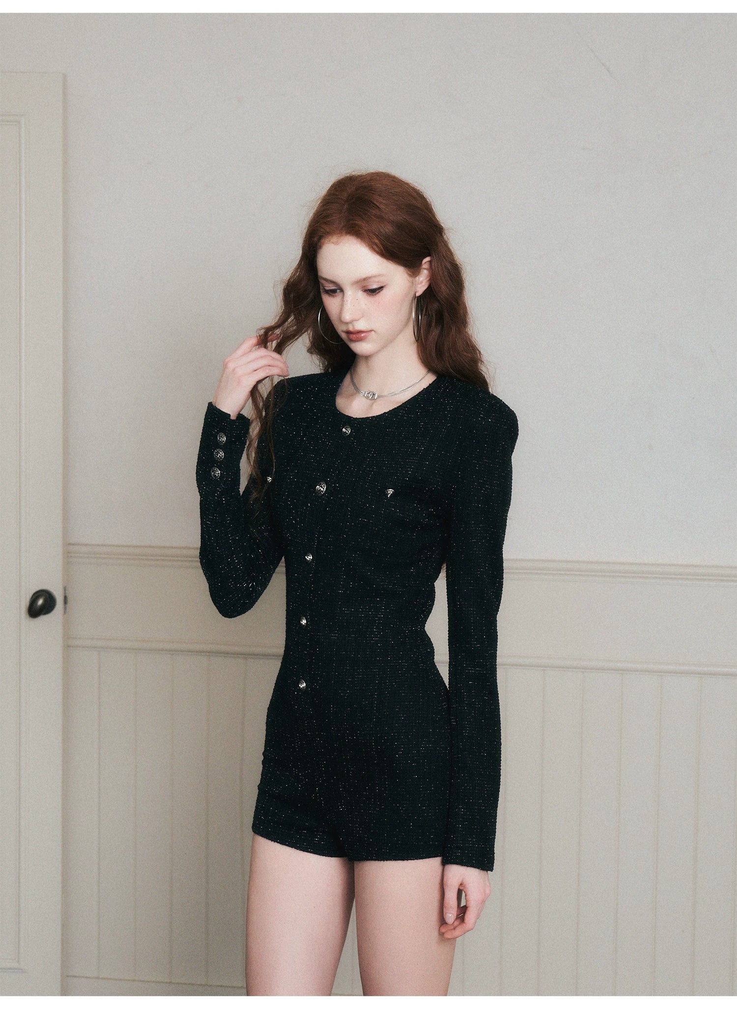 Midnight Muse Tweed Romper