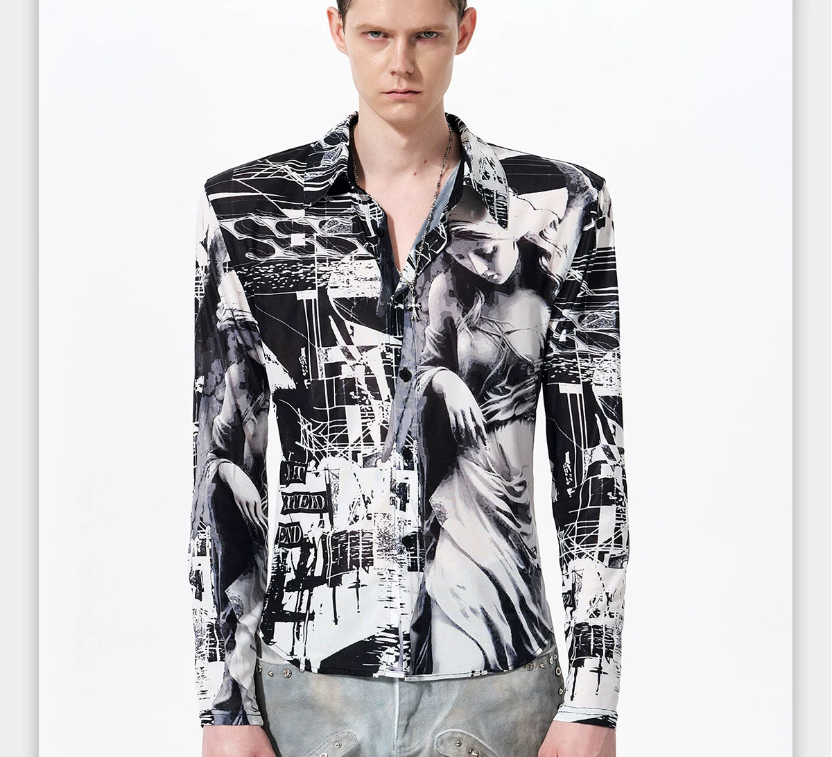 Urban Seraph Collage Mesh Shirt