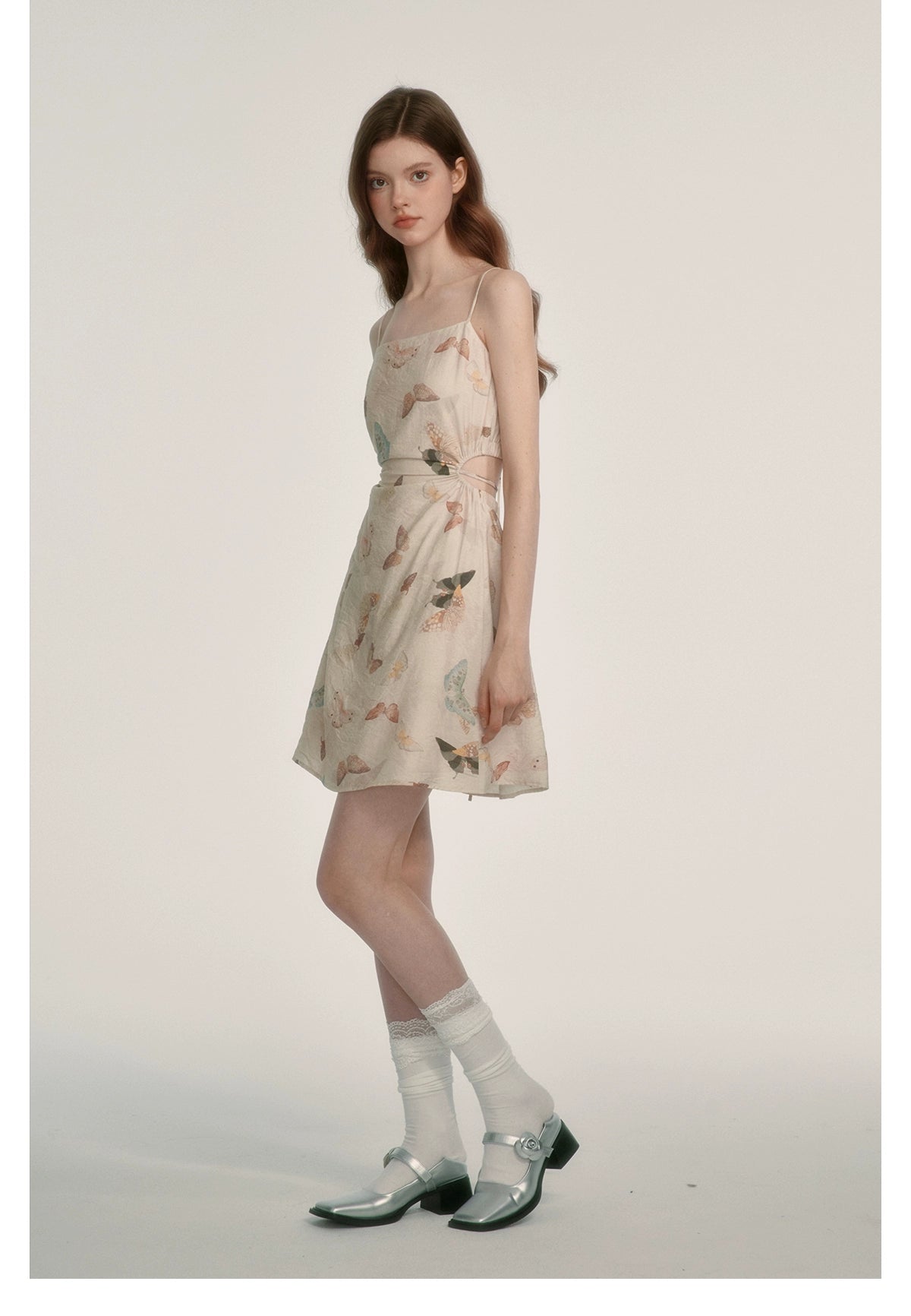 Butterfly Print Spaghetti Strap Dress