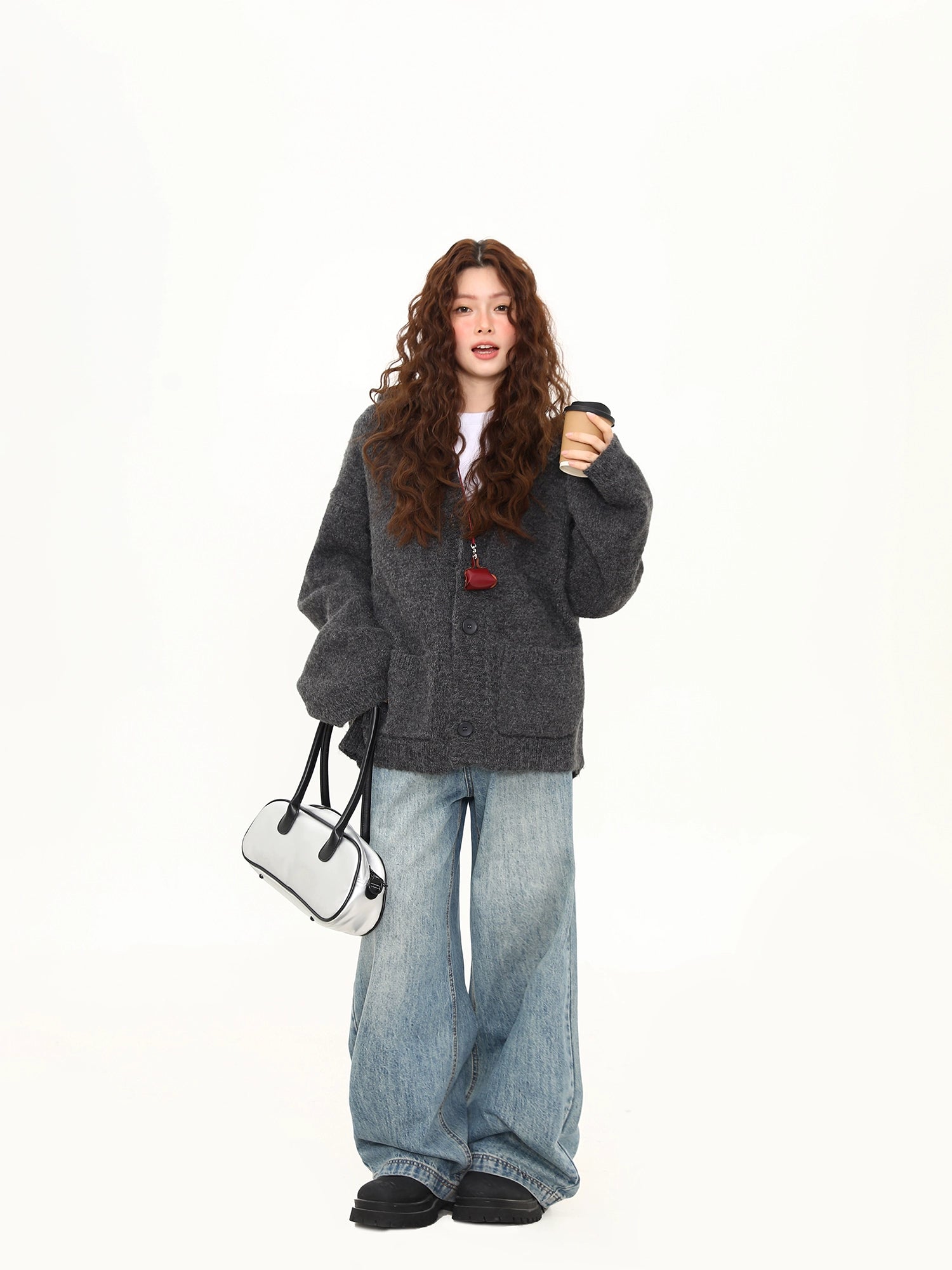 Ash Mist Hooded Knit Cardigan