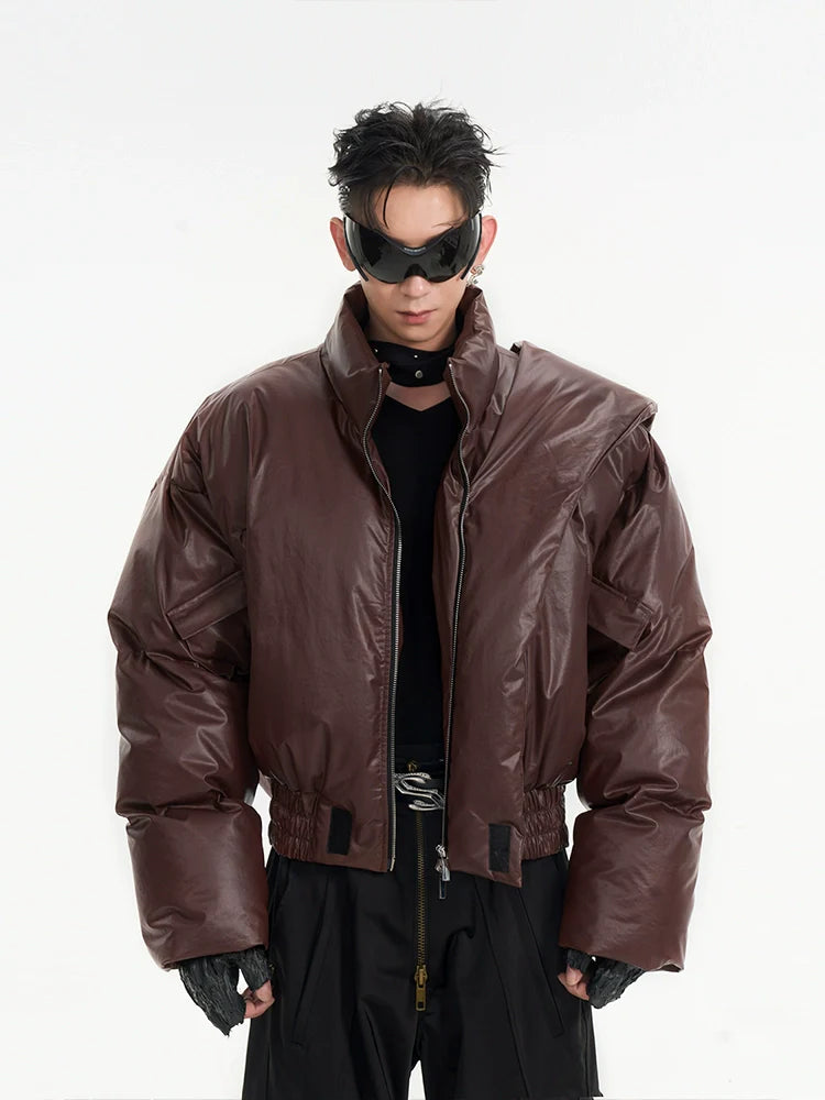 Scarf-Style Oversized Cropped Puffer Jacket